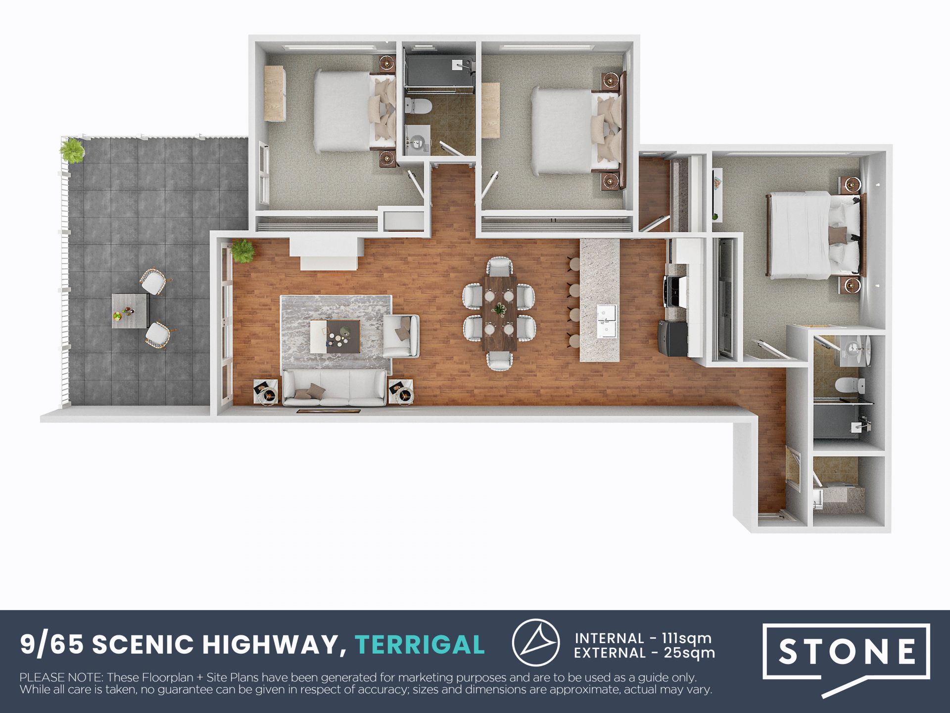 Single level apartment