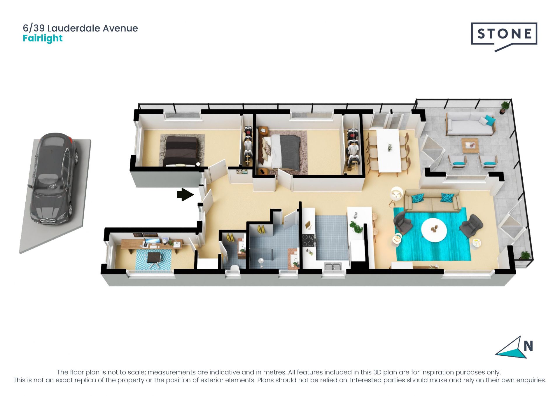 Modern 2 Bed + Study with panoramic harbour views