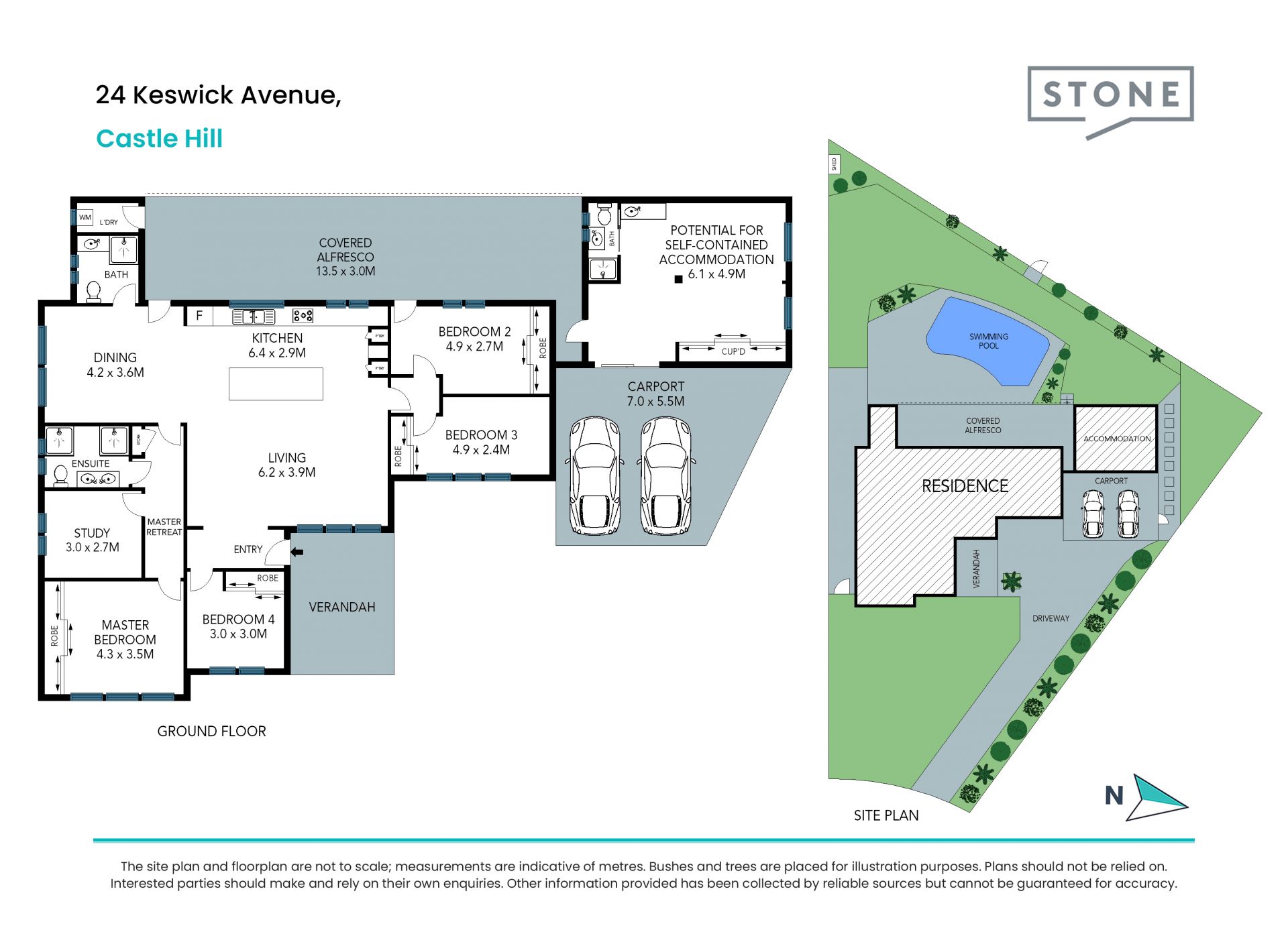 Modern, single level smart home, parkside retreat with freestanding studio