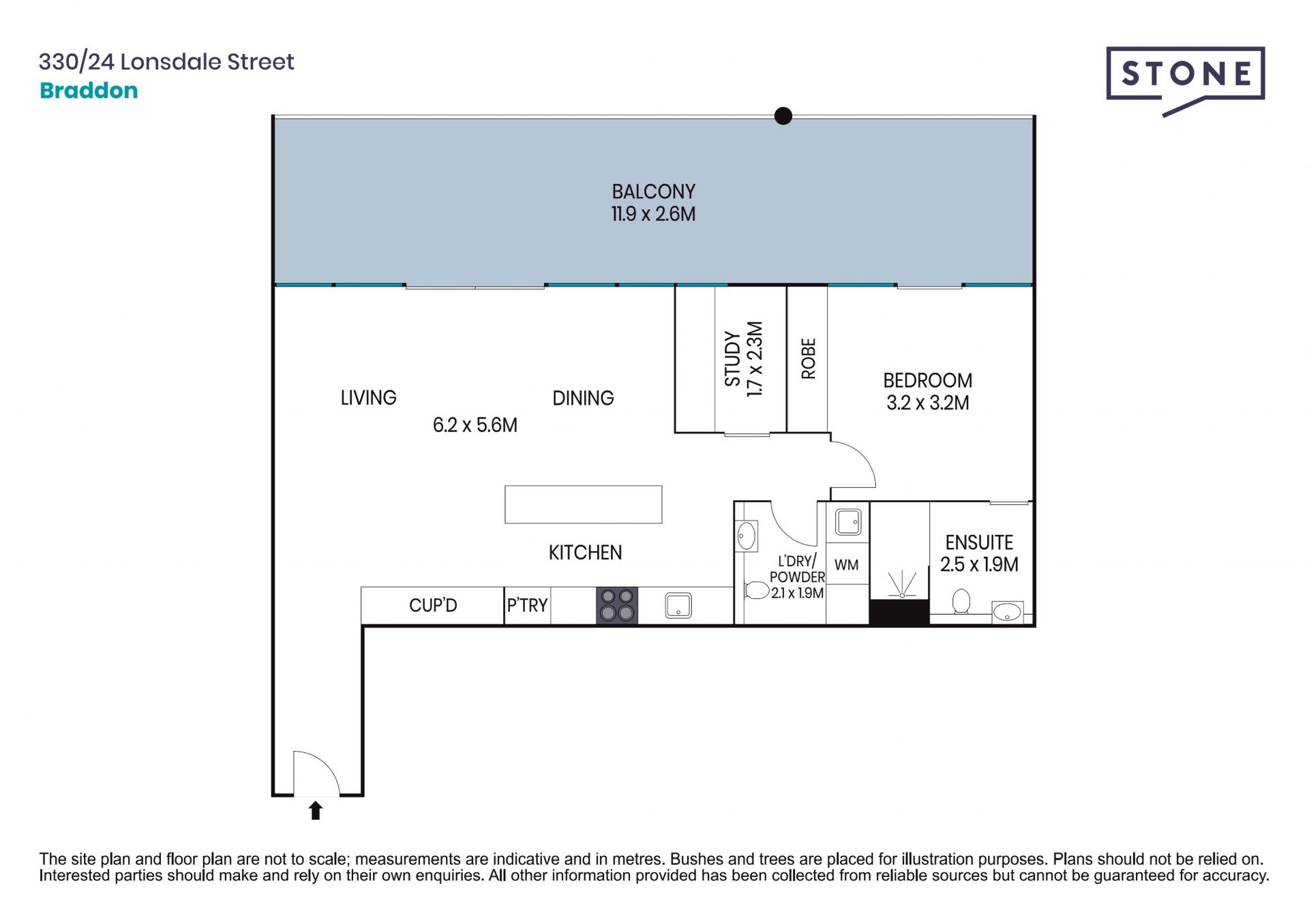 Architecturally designed 72 sqm 1 Bed + Study on Lonsdale Street