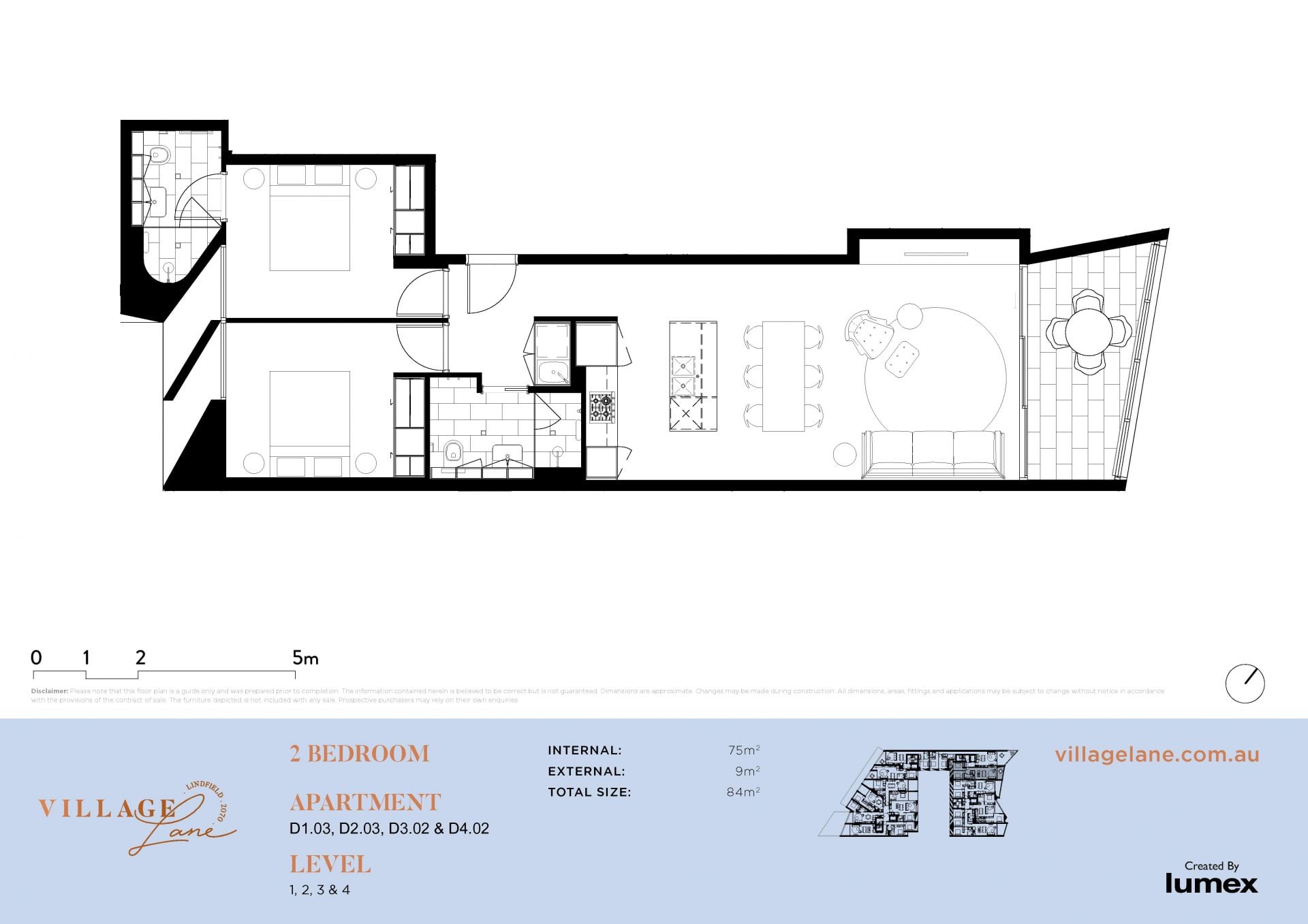Luxurious two bedroom apartment in convenient location