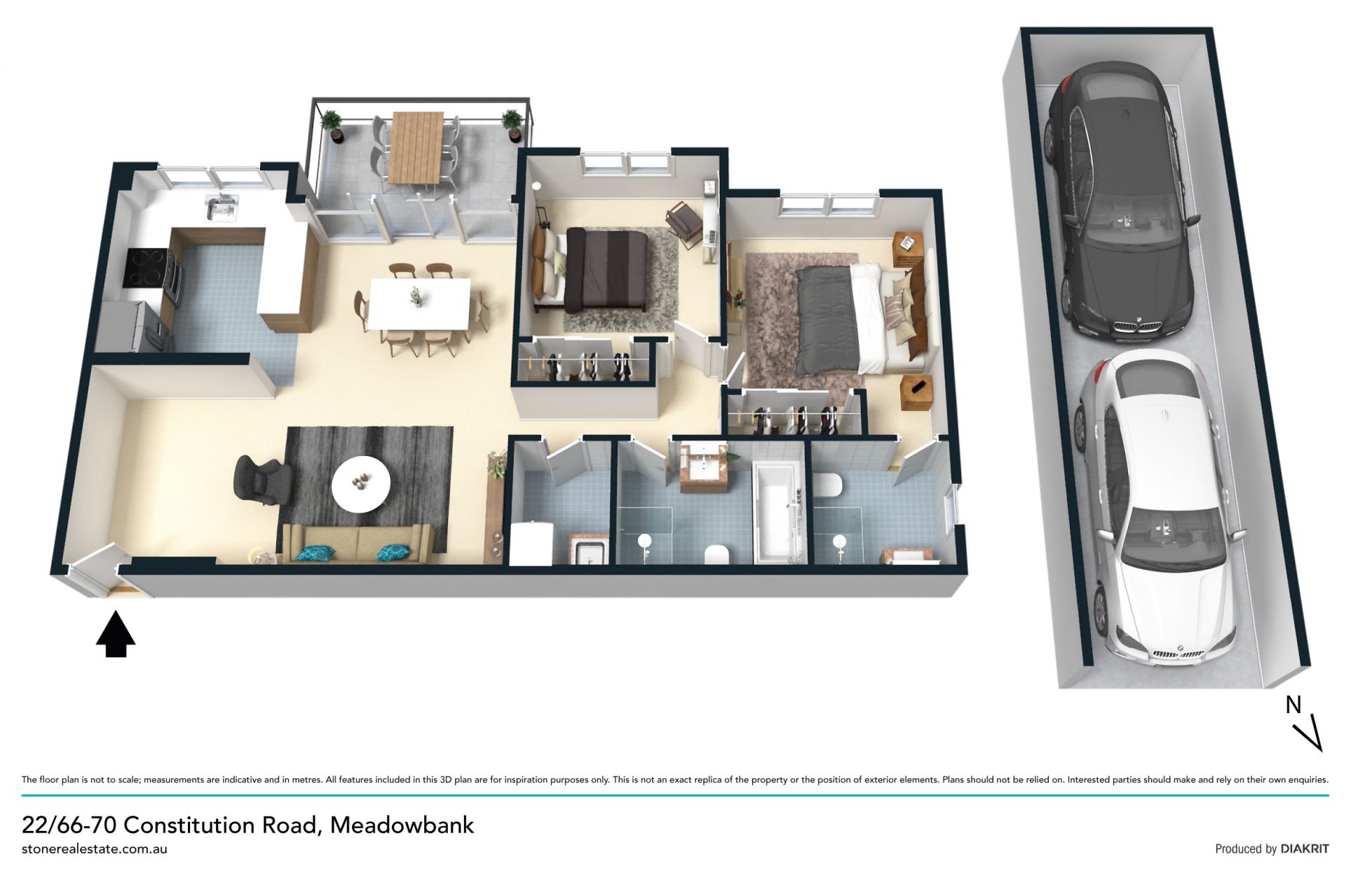 Top floor apartment offering substantial internal spaces with a private entertainers balcony