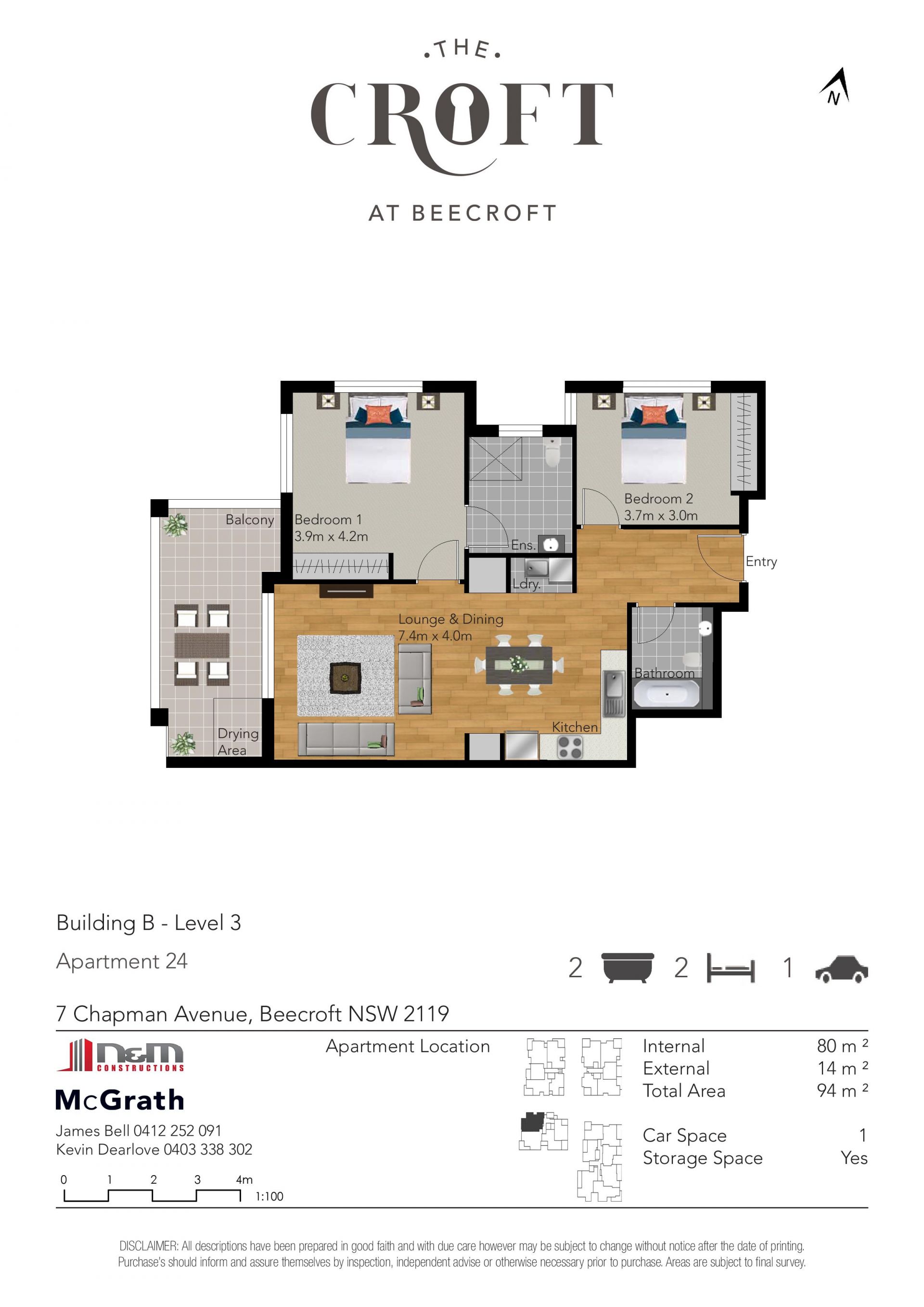 Two Bedroom Apartment in Great Location.