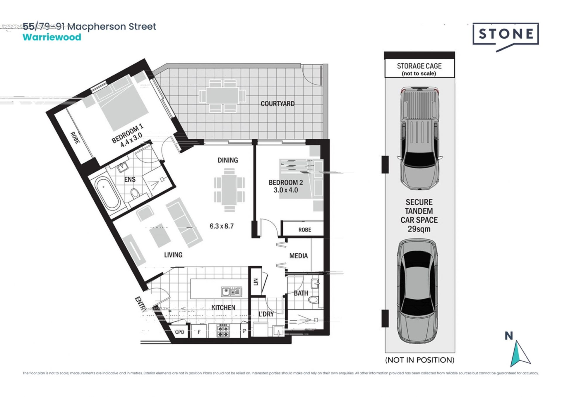 Private contemporary courtyard apartment with Northerly aspect