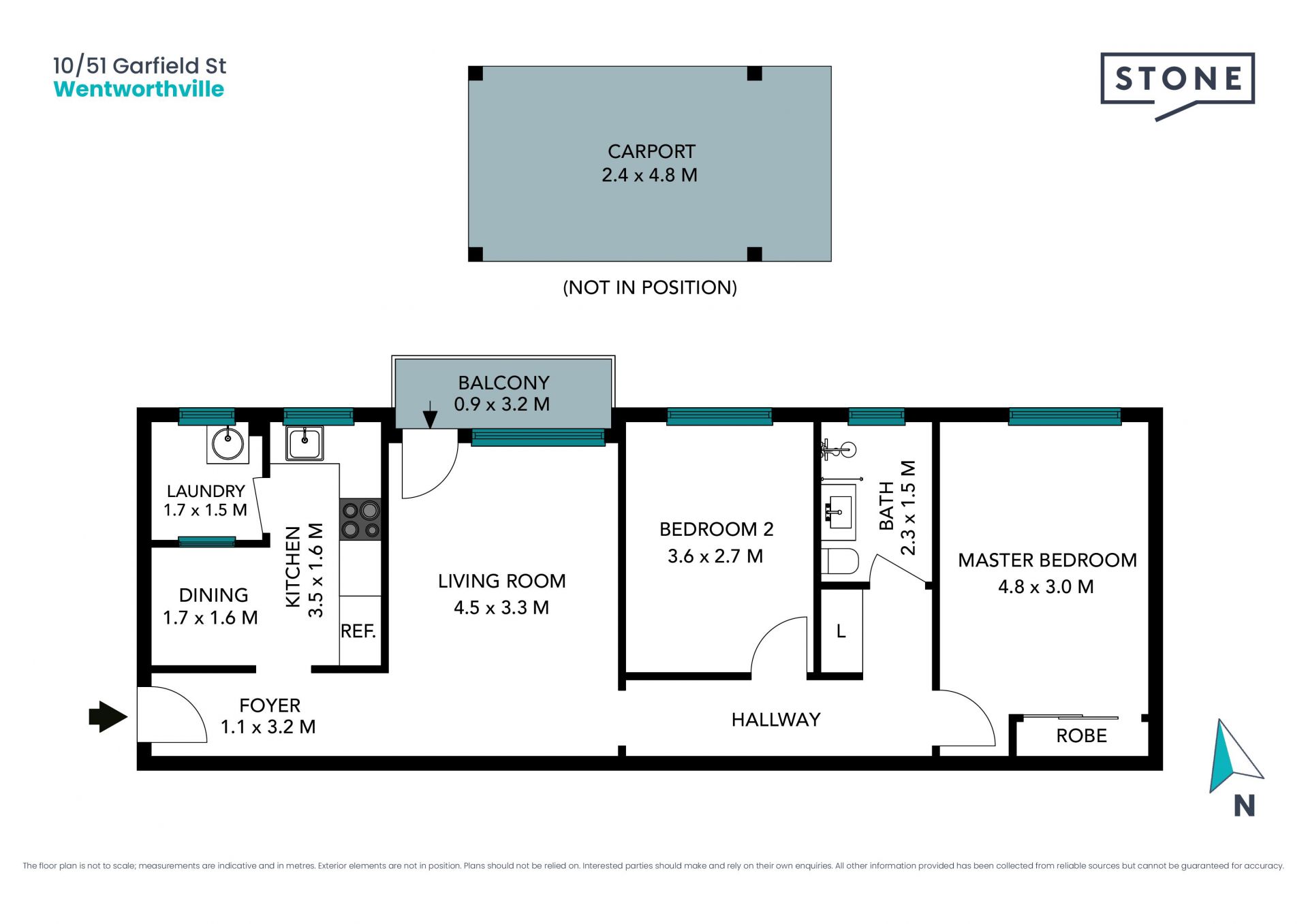 Solid brick two-bedroom apartment