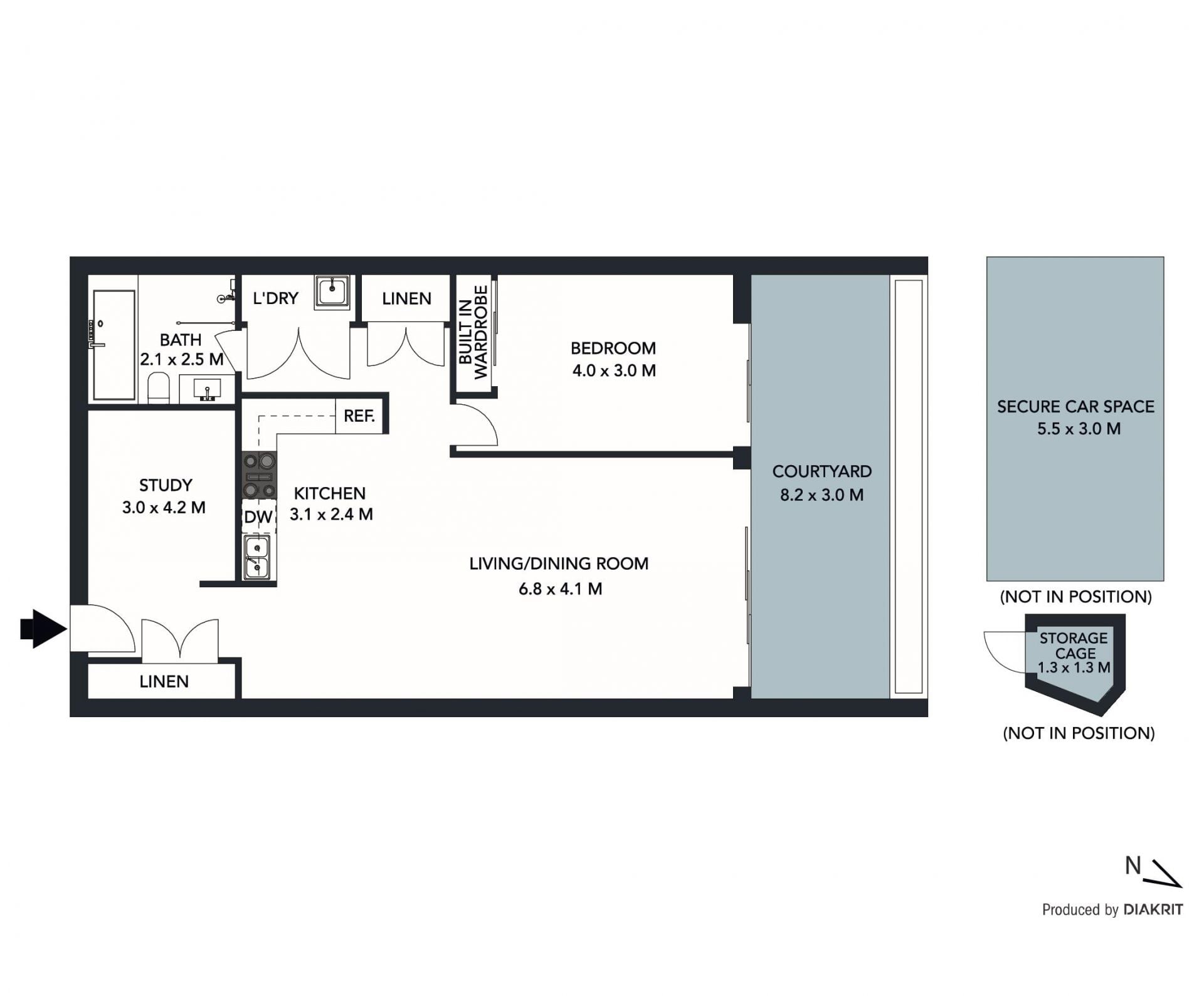 Stunning one bedroom + study