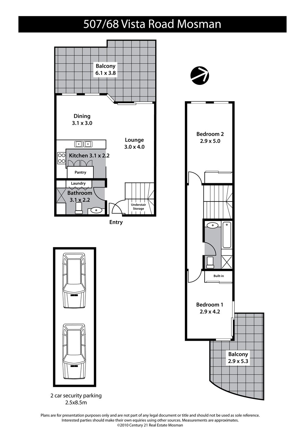 Large Split Level 2 Bedroom Apartment