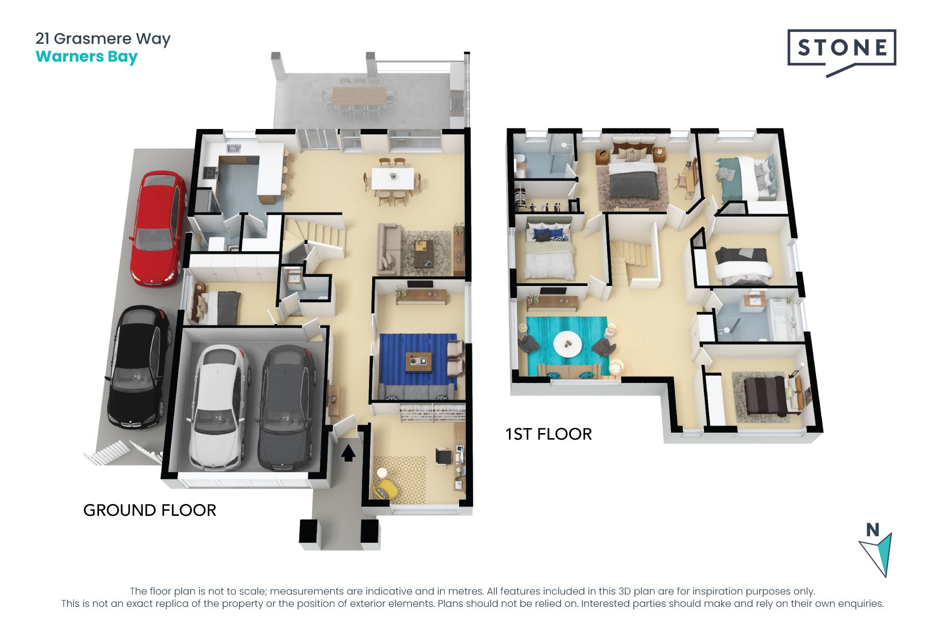 Multiple living spaces for families & entertainers