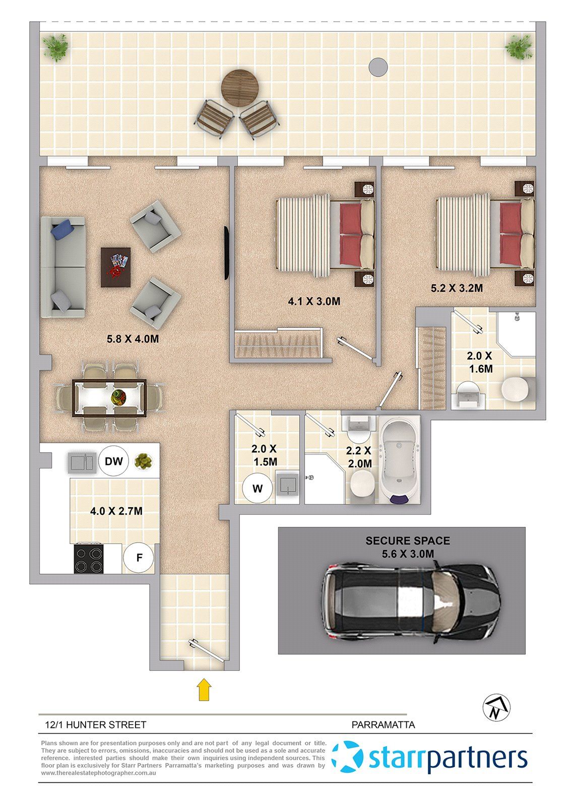 Elevated Northerly Aspect Two Bedroom Unit