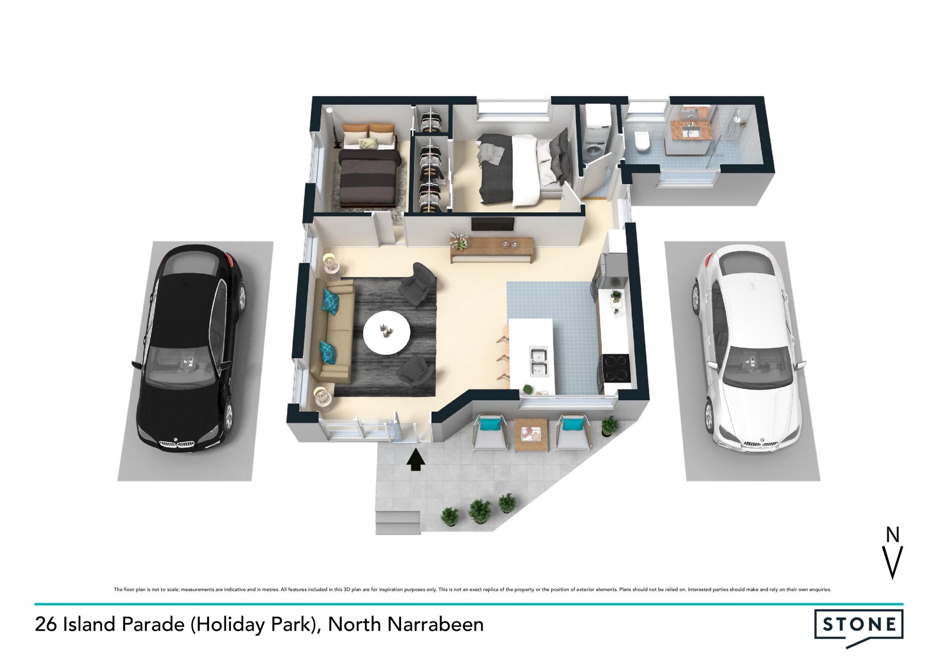 Modern two-bedroom villa in sought-after beachside spot