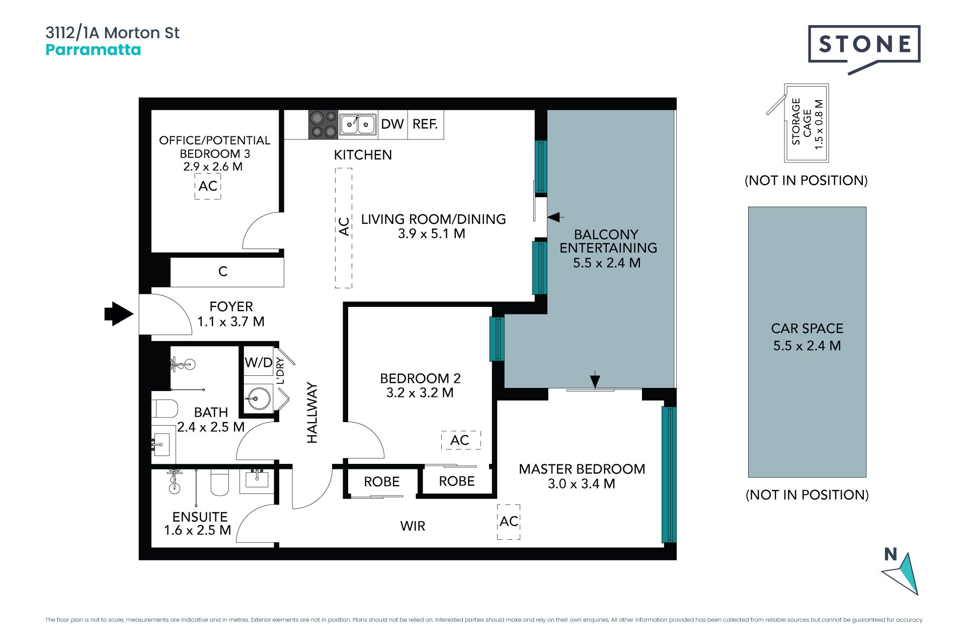 Tasteful two-bedroom apartment plus a study within riverside precinct