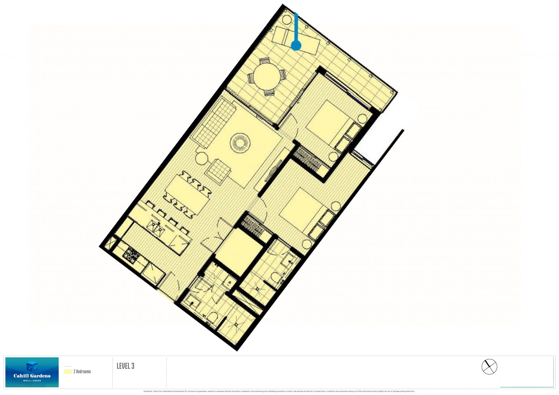 North East Facing 2 Bedroom Plus Study
