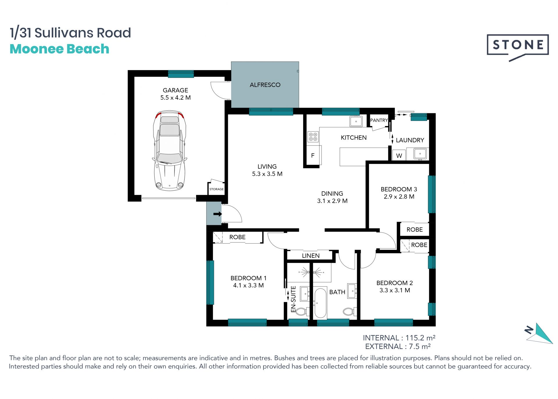 Modern and spacious 3 bedroom freestanding villa.
