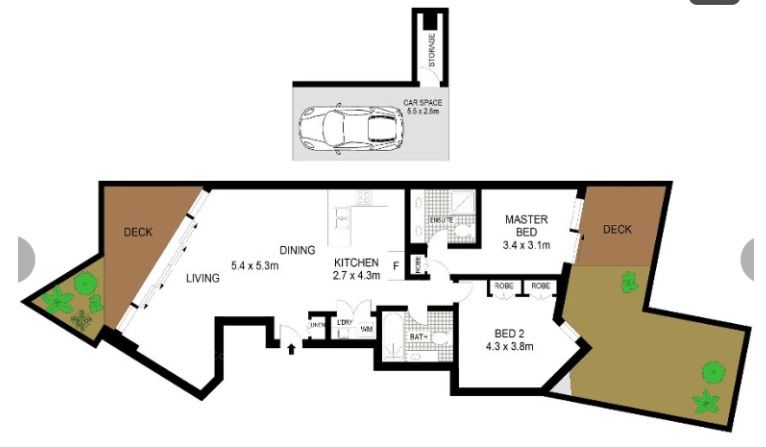 Oversized two bedroom plus study nook apartment 800m to Wahroonga village