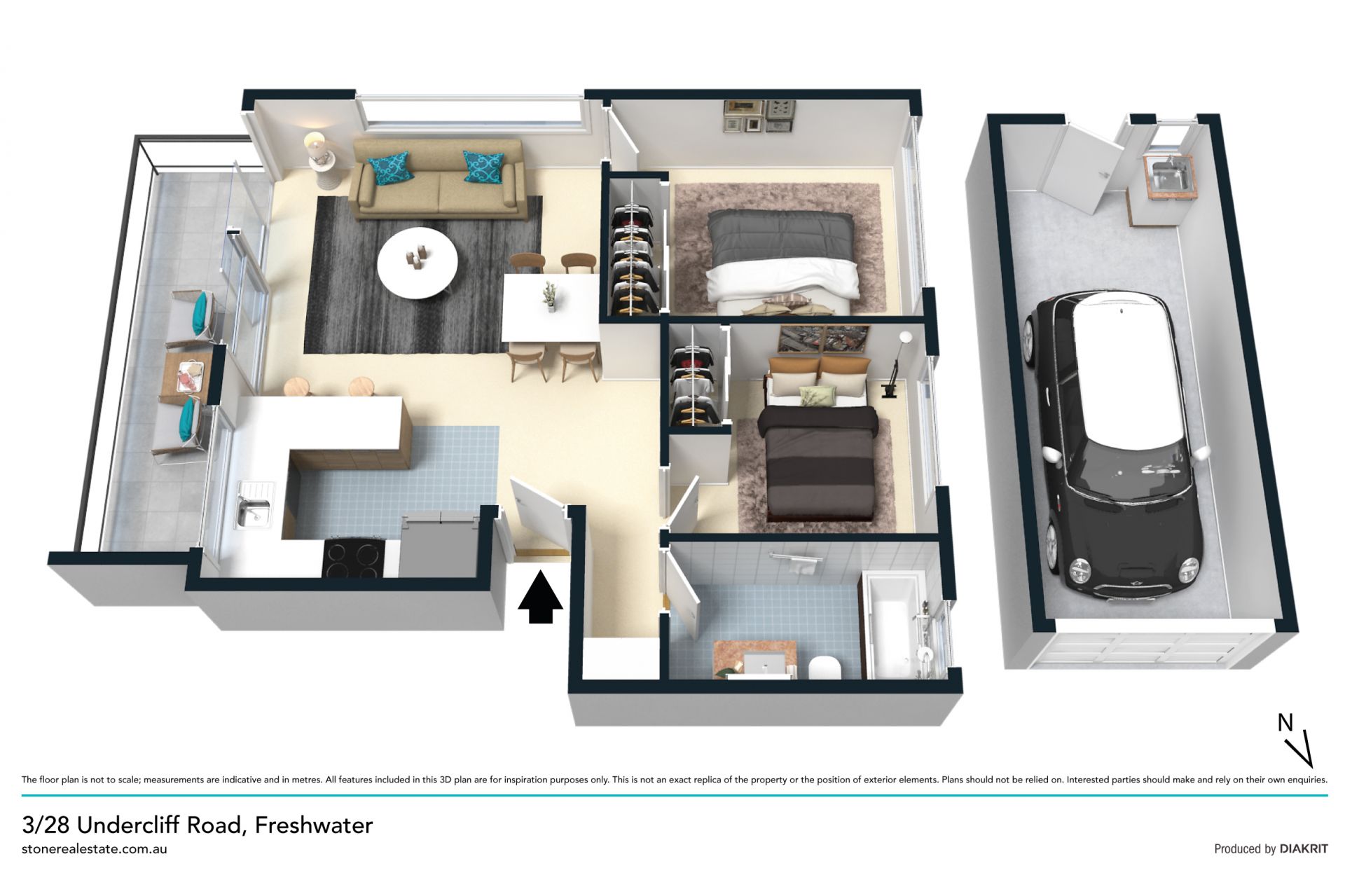 Stylish coastal pad right by the village and beach