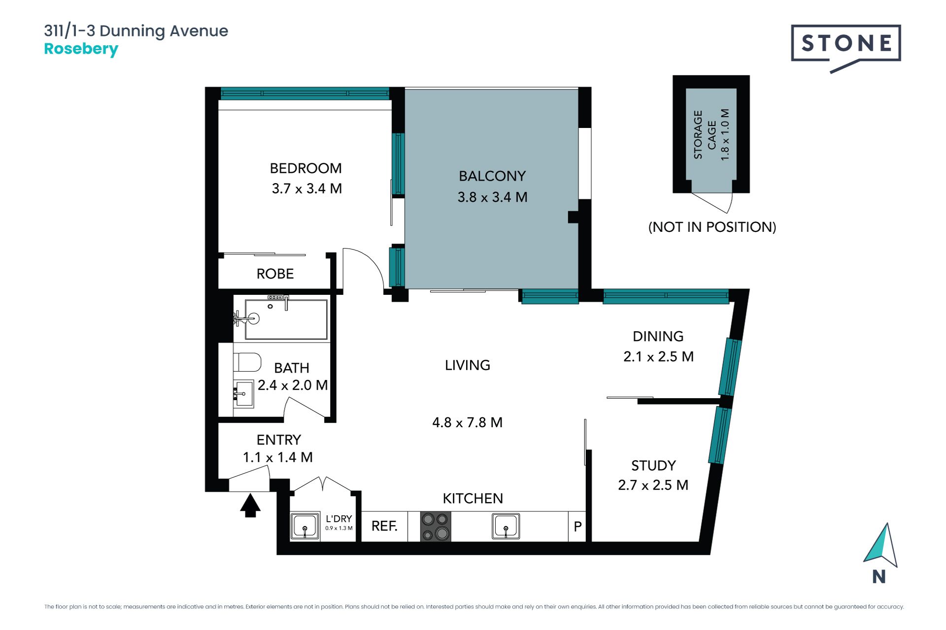 Oversized one-bedroom plus study apartment in 'Revere'