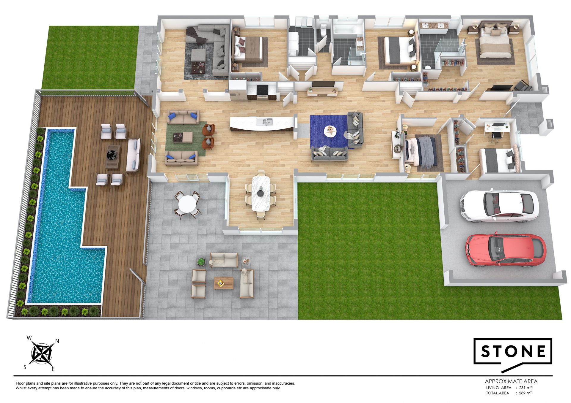 Expansive Family Haven: Five Bedrooms, Four Living Zones.