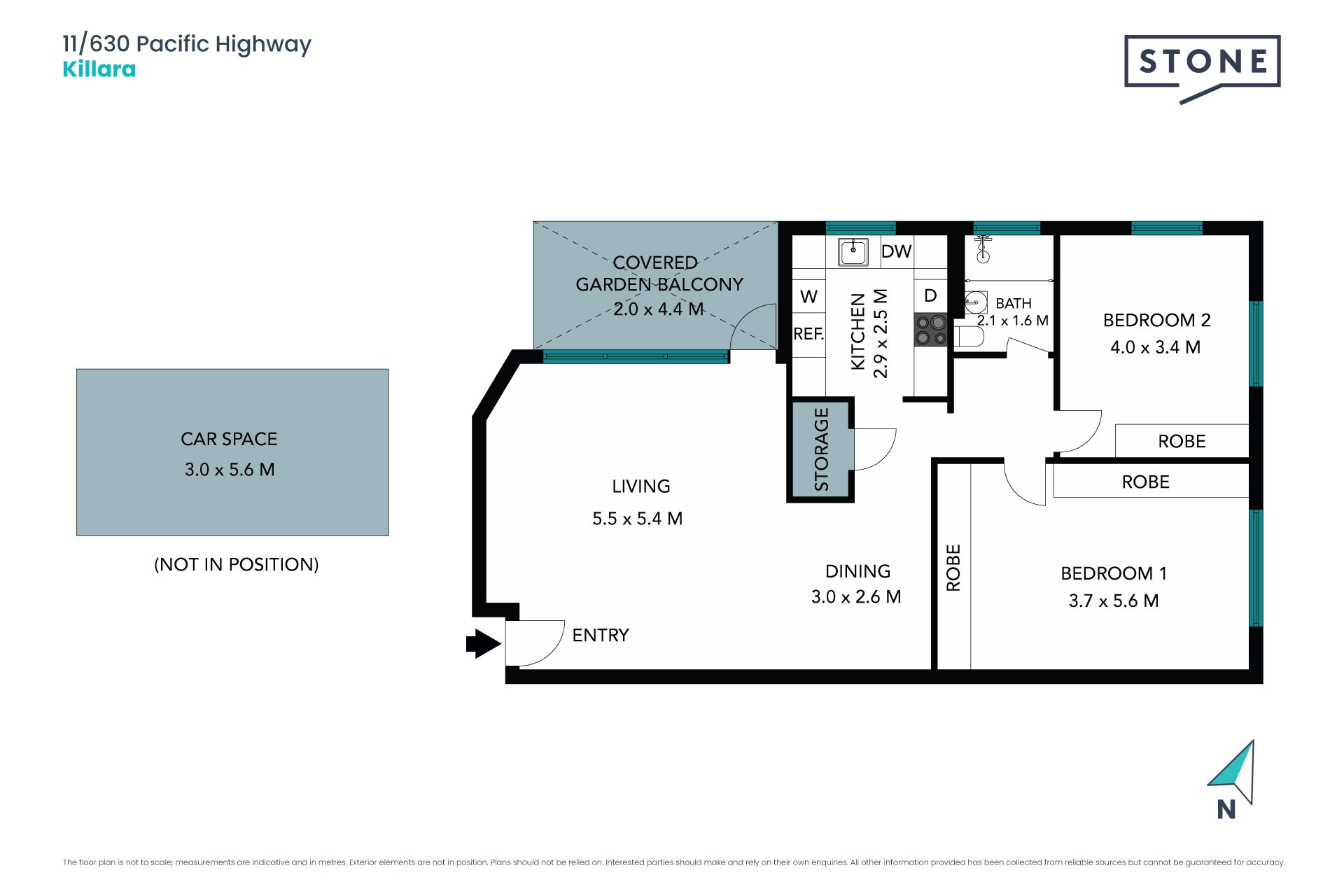 Full brick quiet rear position with walk to rail