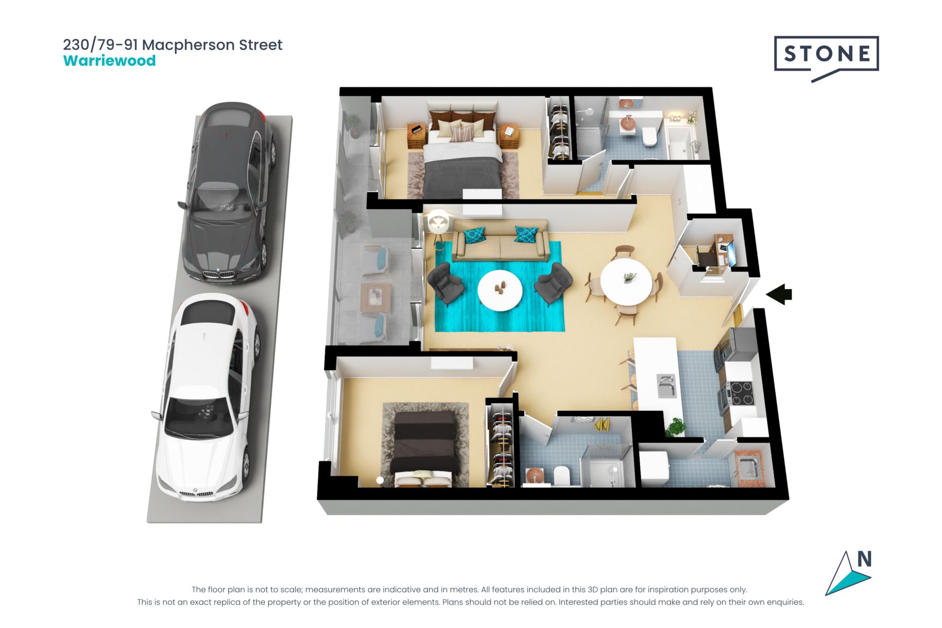 Bright and airy apartment with home office and North-Easterly aspect