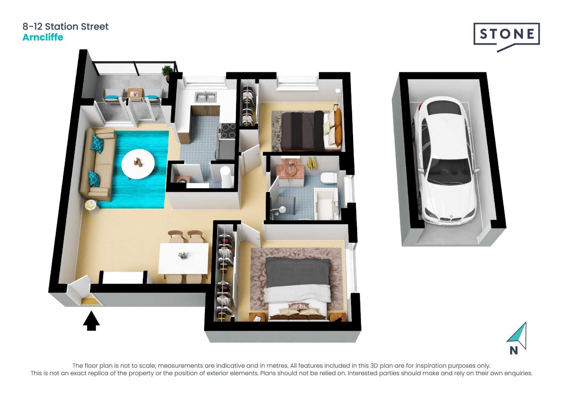 Modernised unit with views in village hub