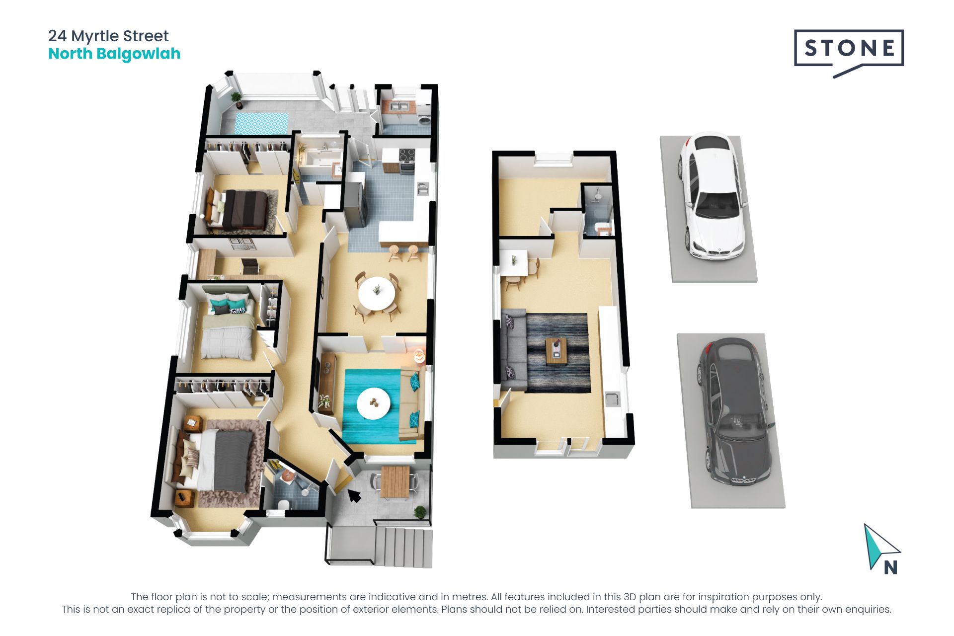 Stylish bungalow with near level north rear lawn