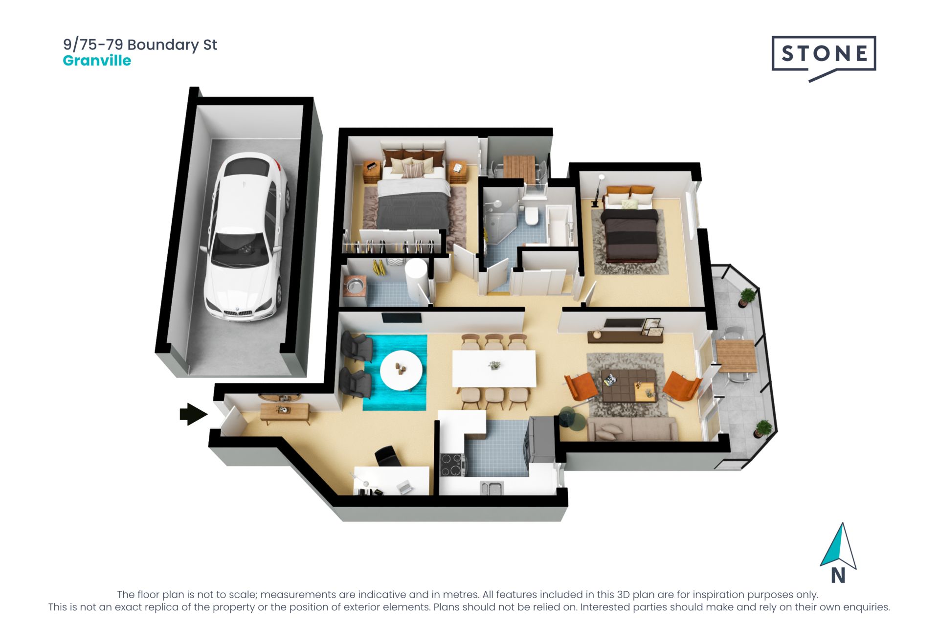 Modern 2 bedroom apartment with freshly updated interiors