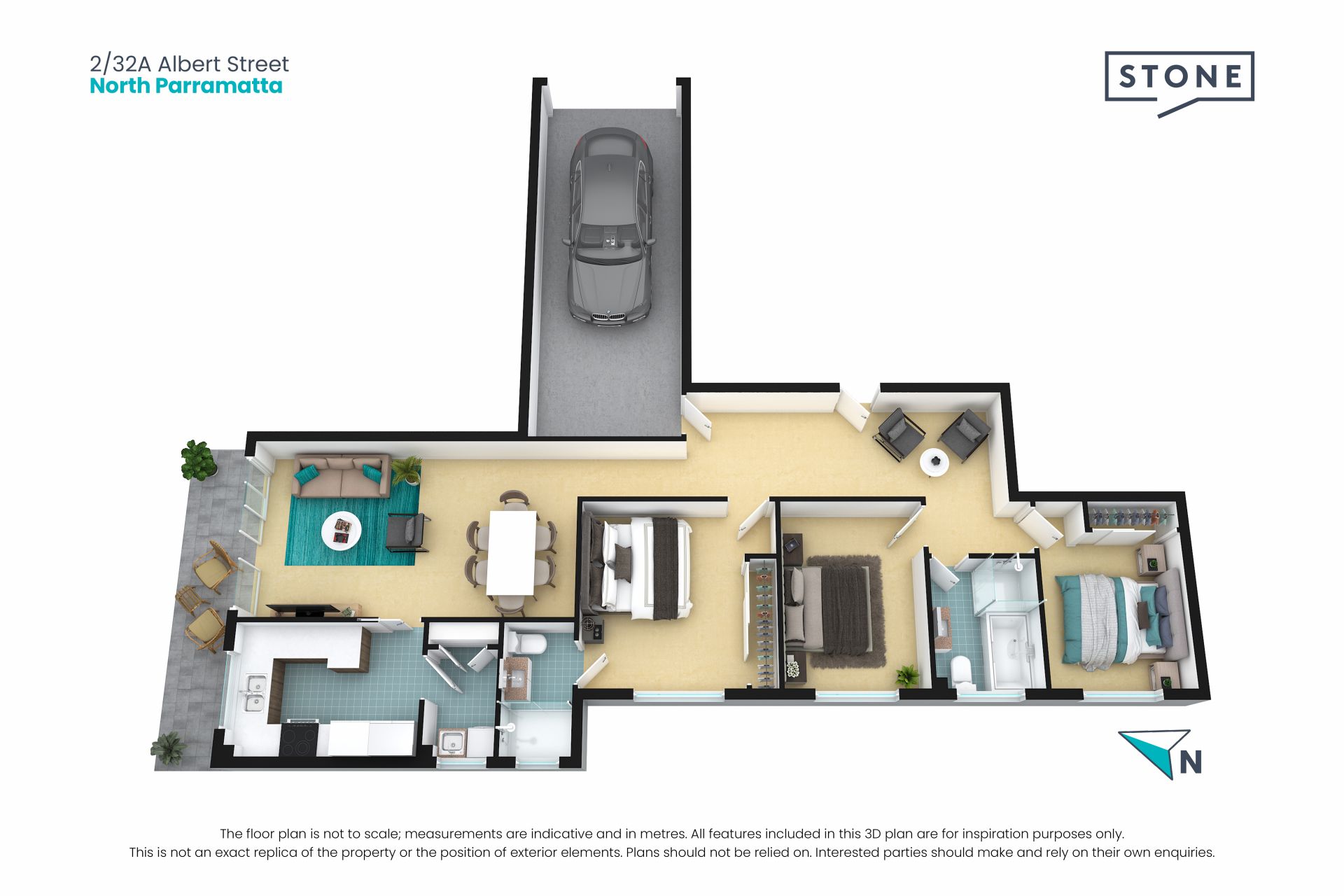 Ground Floor Three Bedroom Apartment with Internal Garage Access