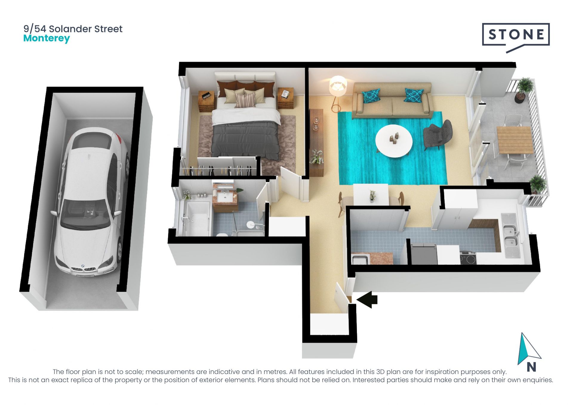 Beachside one-bedder with balcony and parking