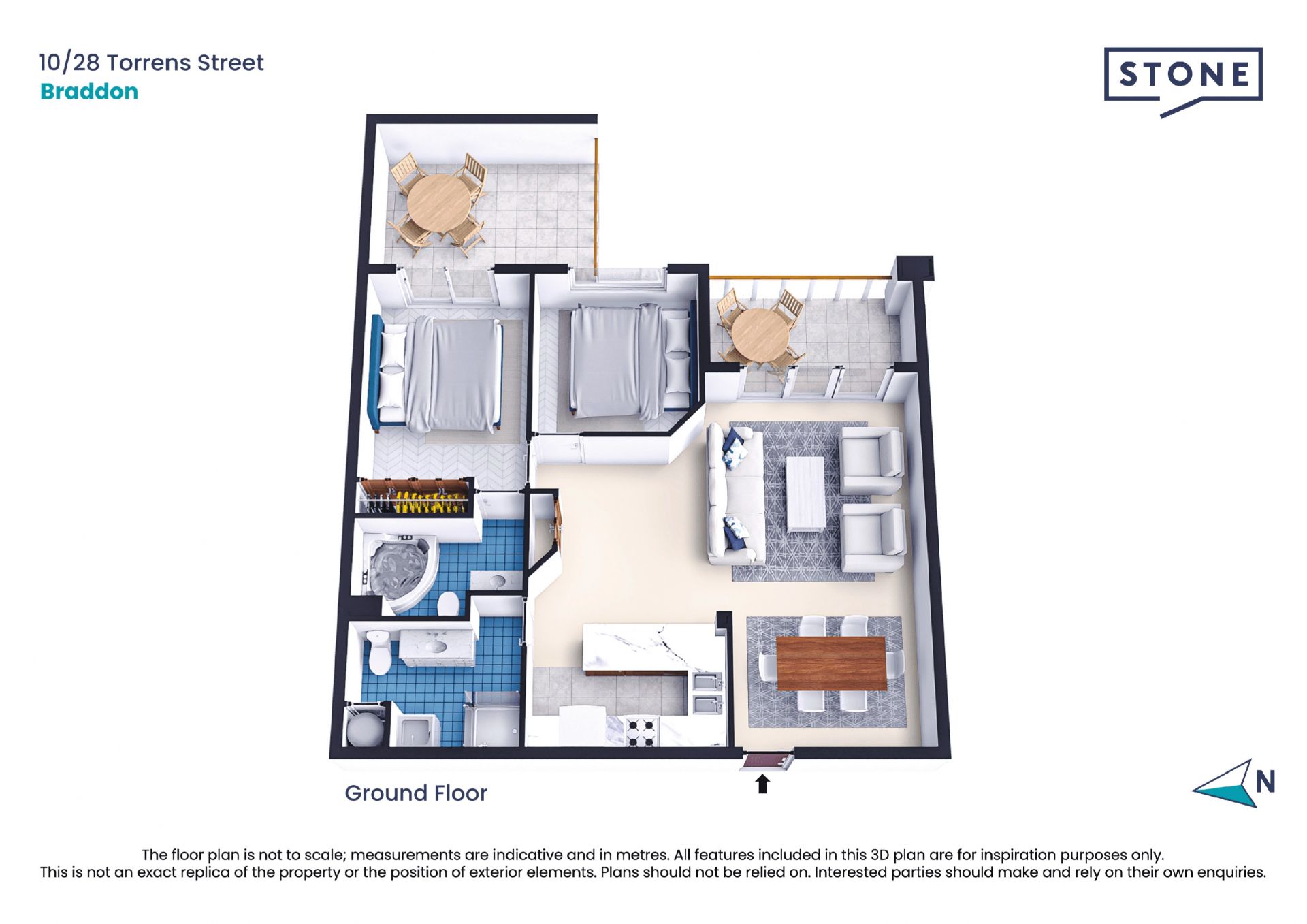 96sqm apartment with 2x balconies, metres from Lonsdale Street