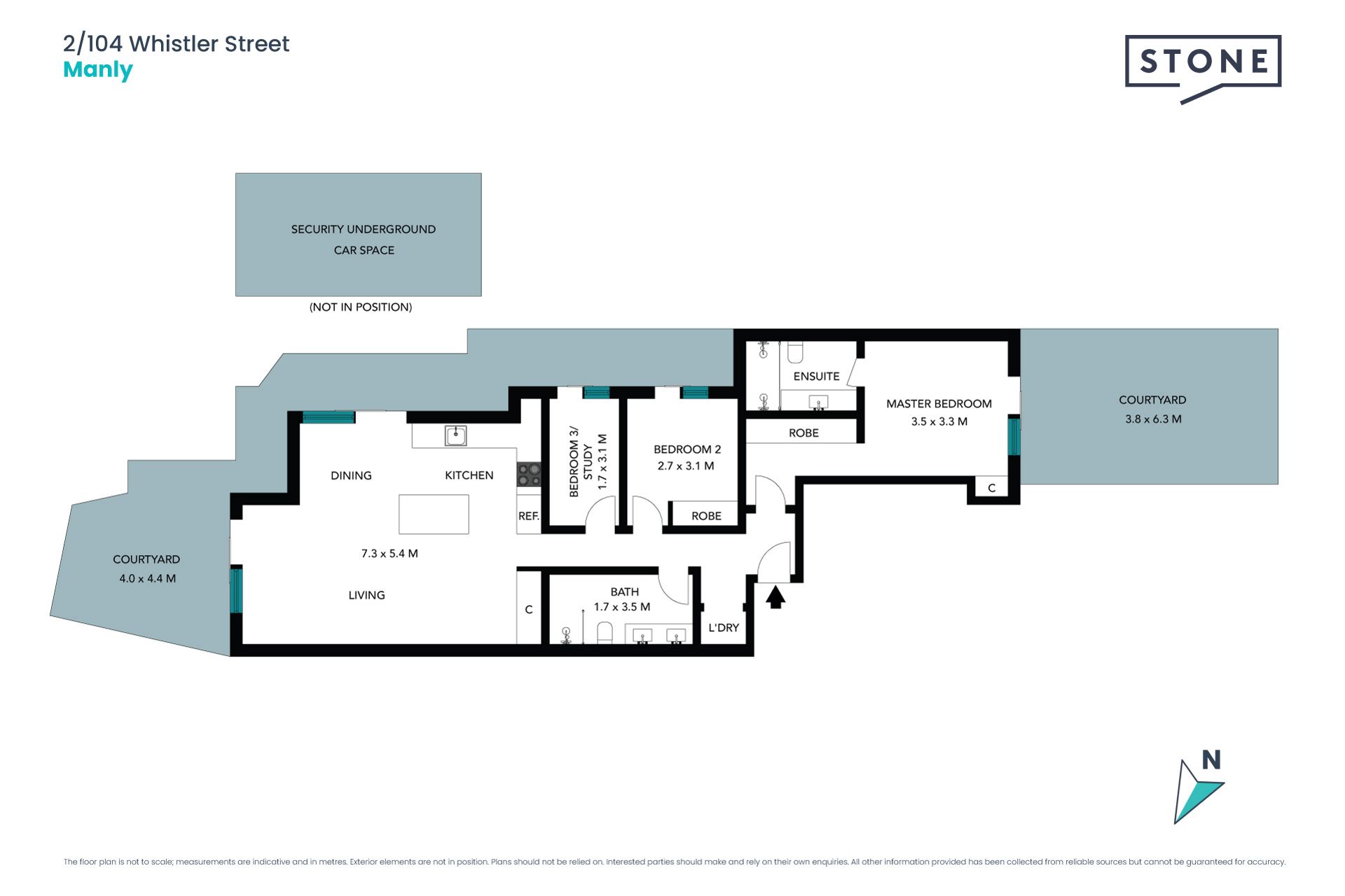 Ultra-chic courtyard apartment 100m from the beach