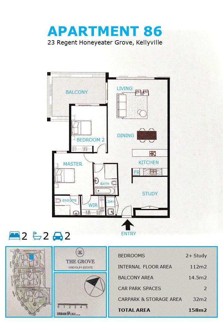 Apartment plus study architecturally designed for occupants to enjoy an exceptional lifestyle at  The Grove, Greygum Estate