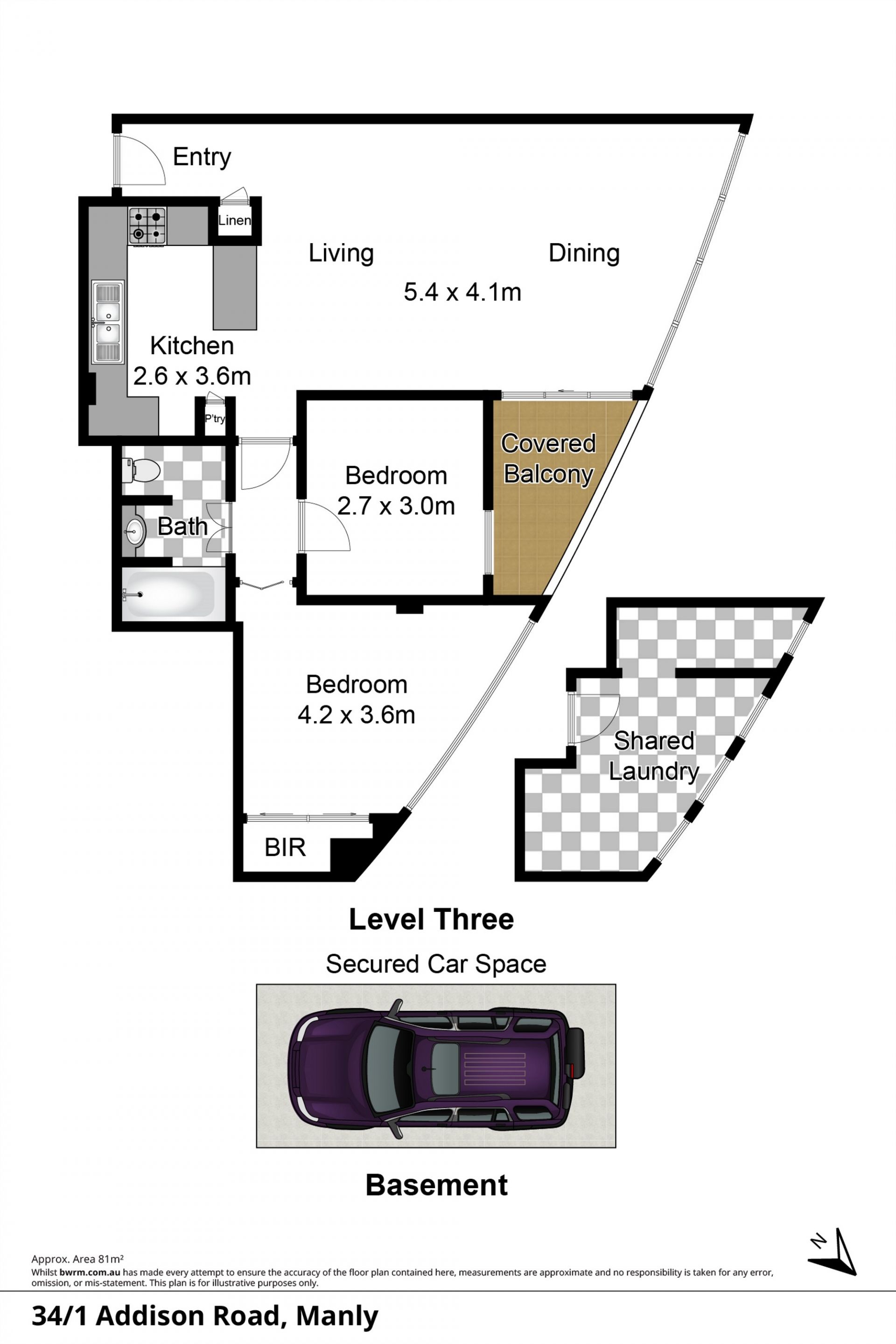 North facing waterfront apartment in Kilburn Towers