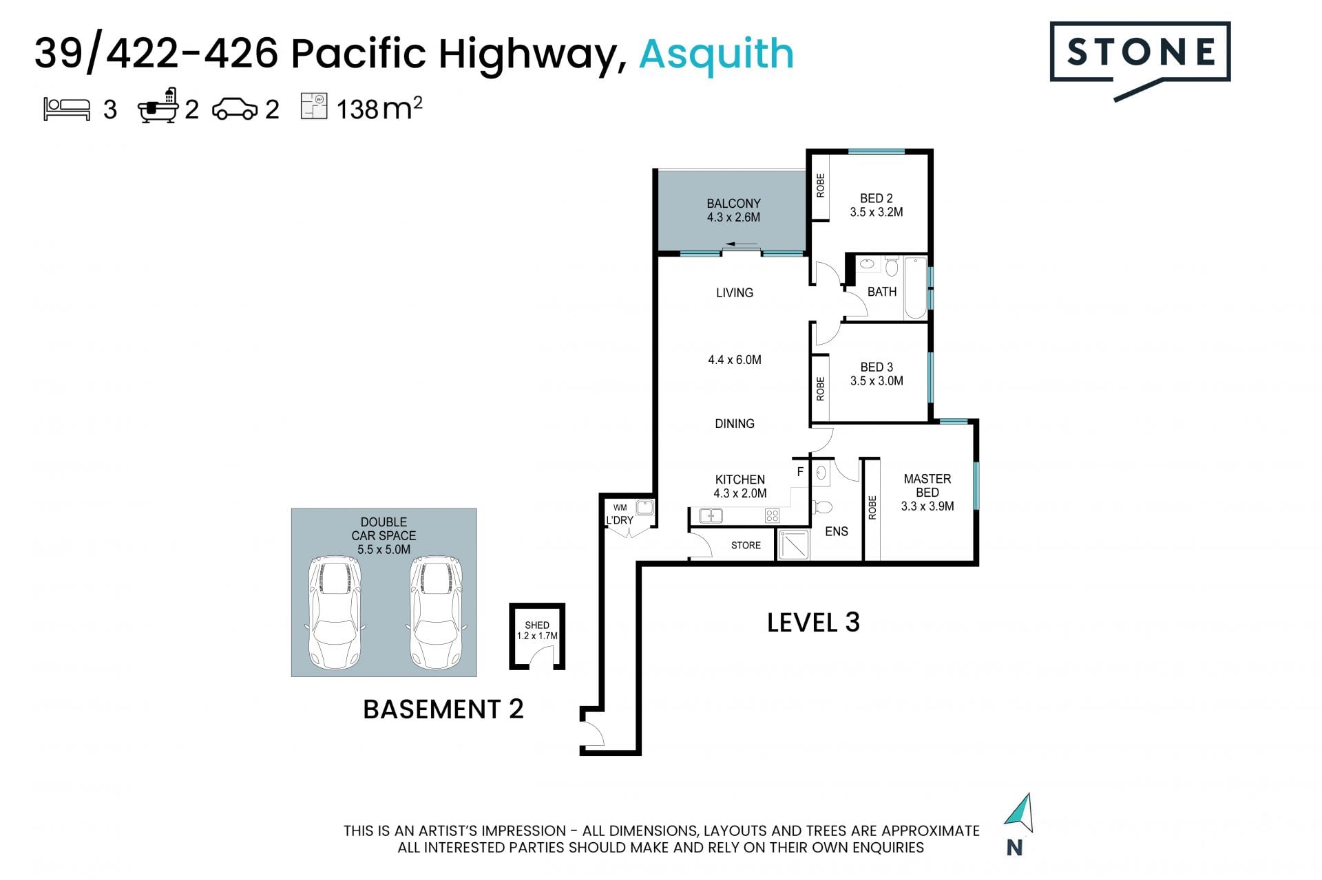 Rare Three Bedroom Modern Apartment!