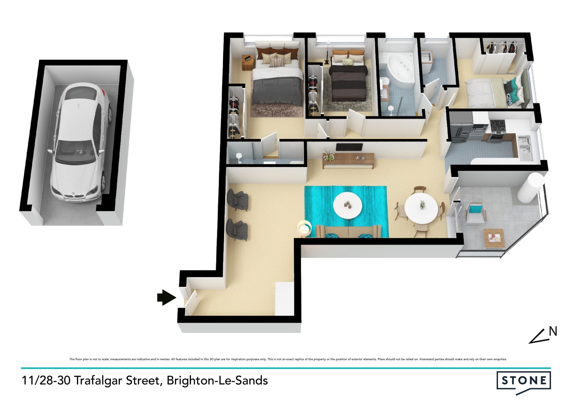 Fresh and bright 3-bedder just two blocks from the beach