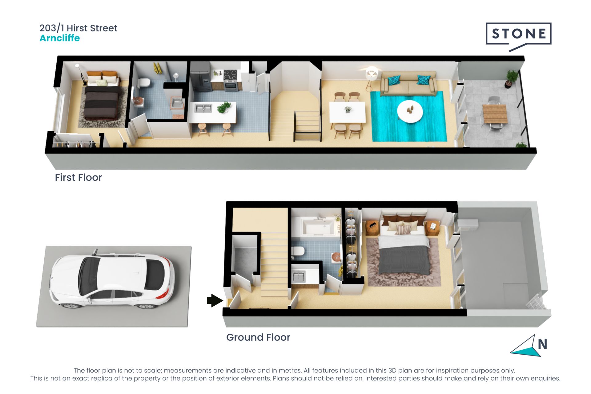 Courtyard apartment over two levels