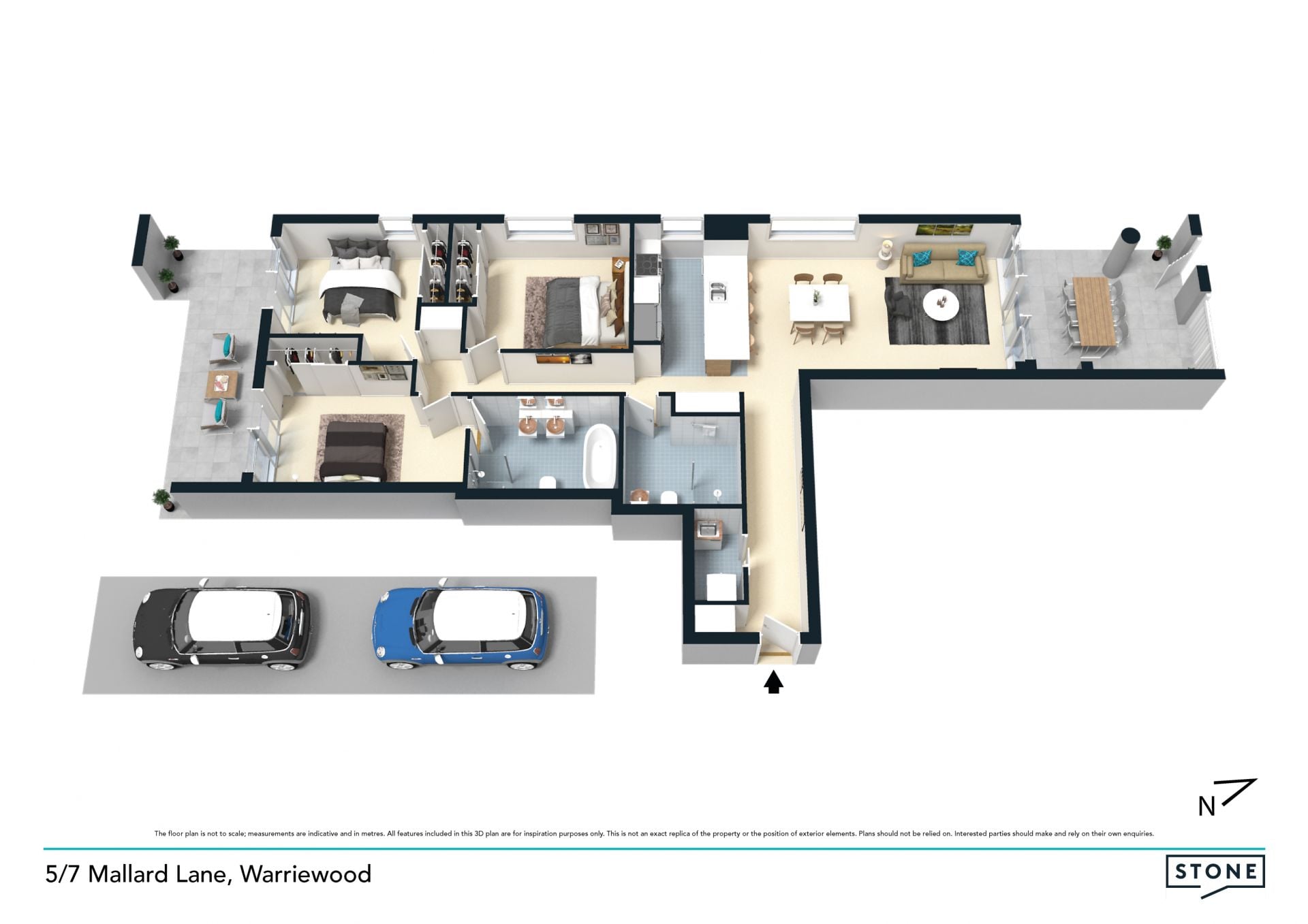 North-facing apartment with two courtyards