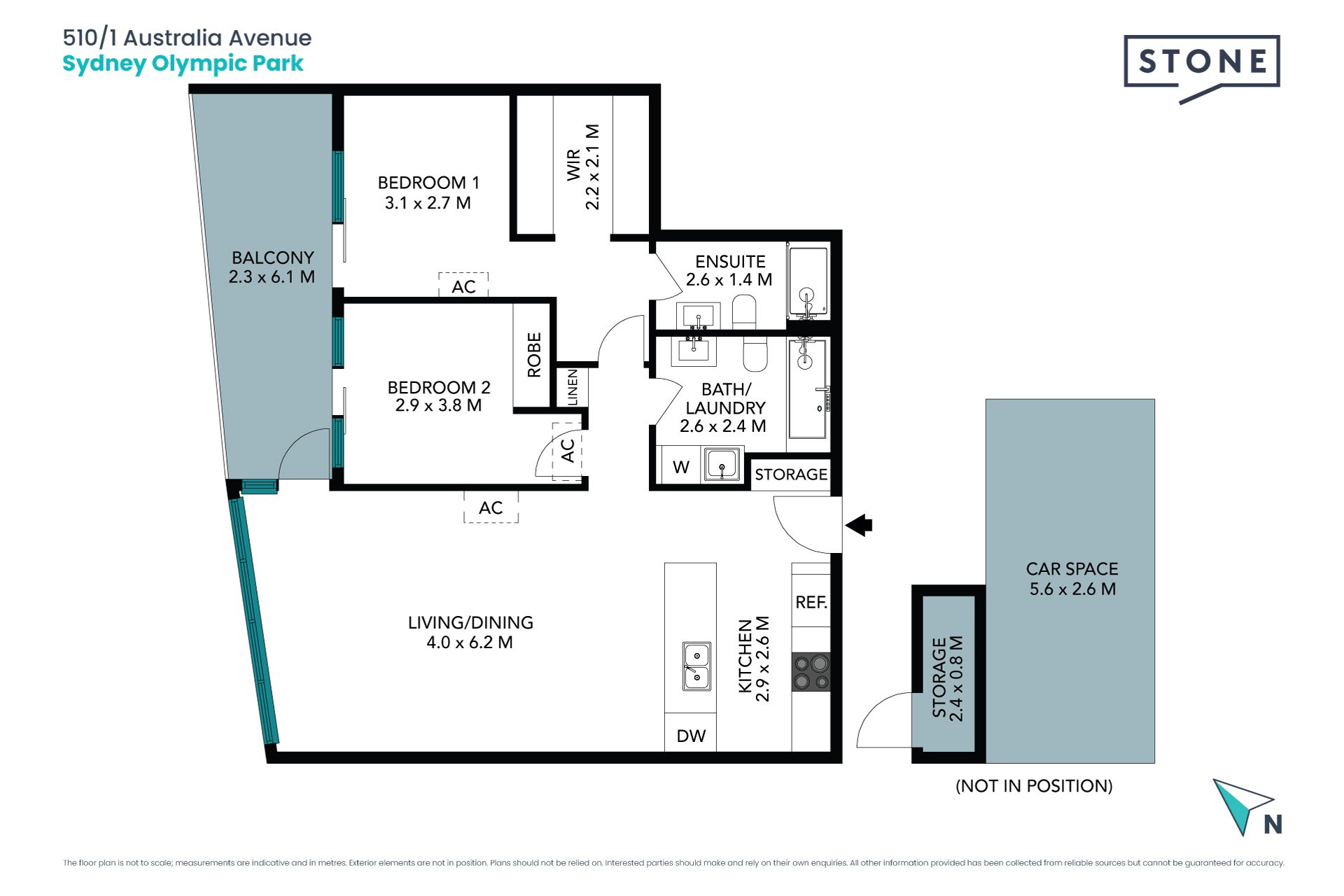 Spacious 2 bedroom apartment with car space