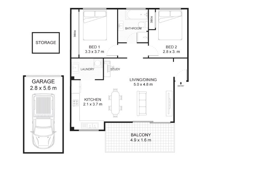 Modern unit in prime location
