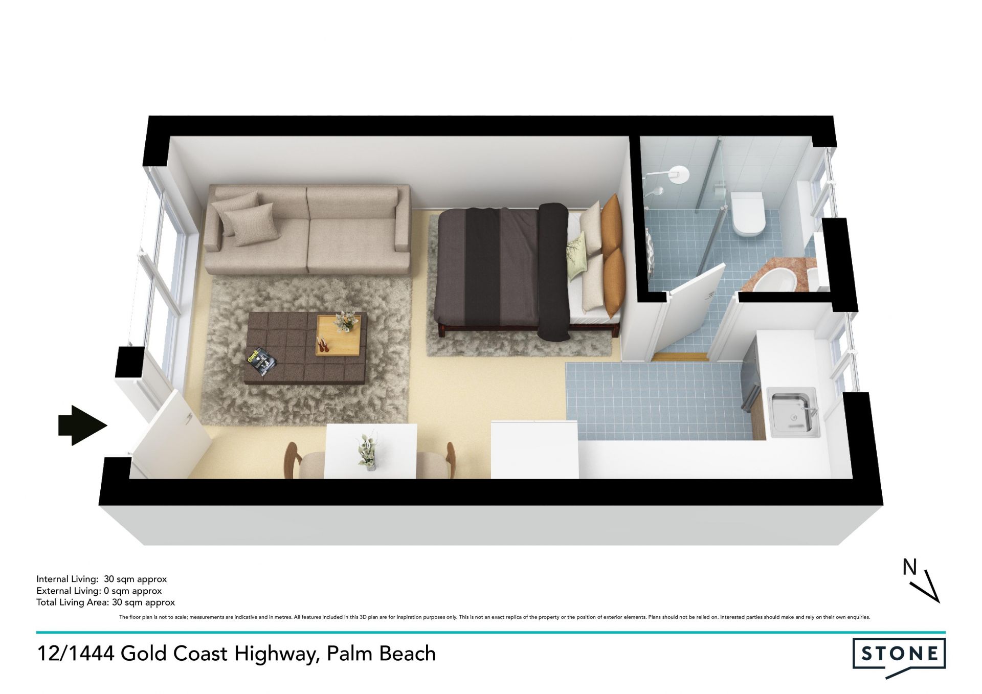 Studio apartment in sought after beachside locale