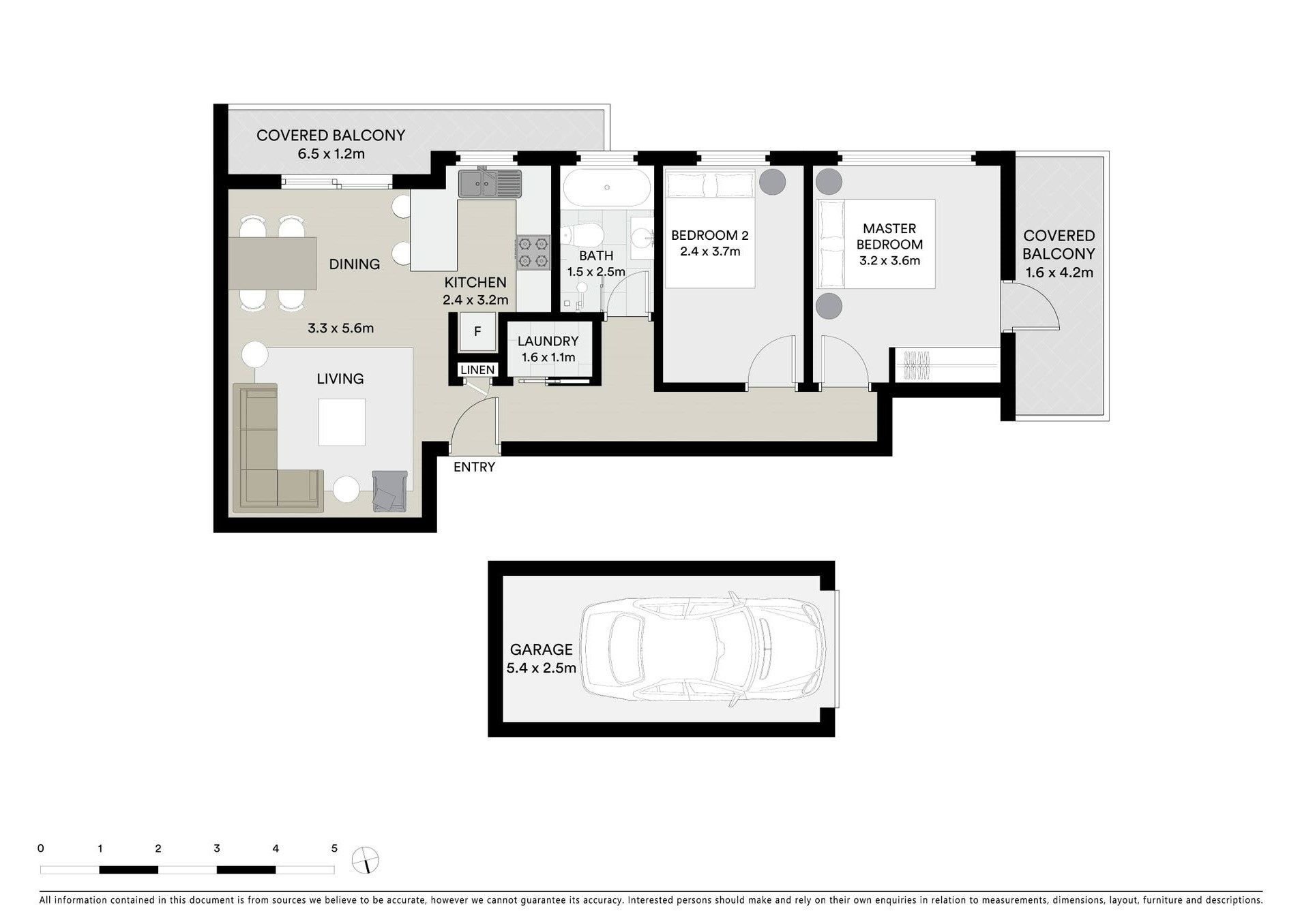 Spacious apartment in beachside locale with two balconies