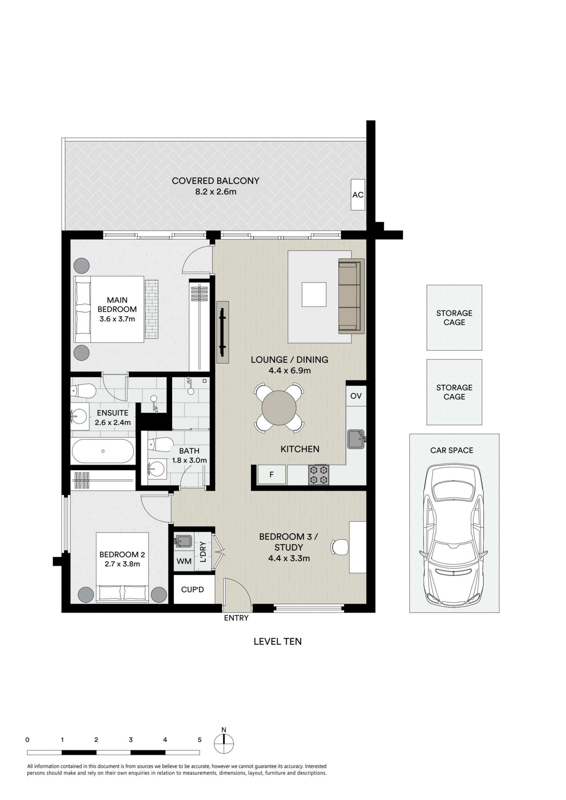Modern Apartment with City Views and Versatile Study/Third Bedroom
