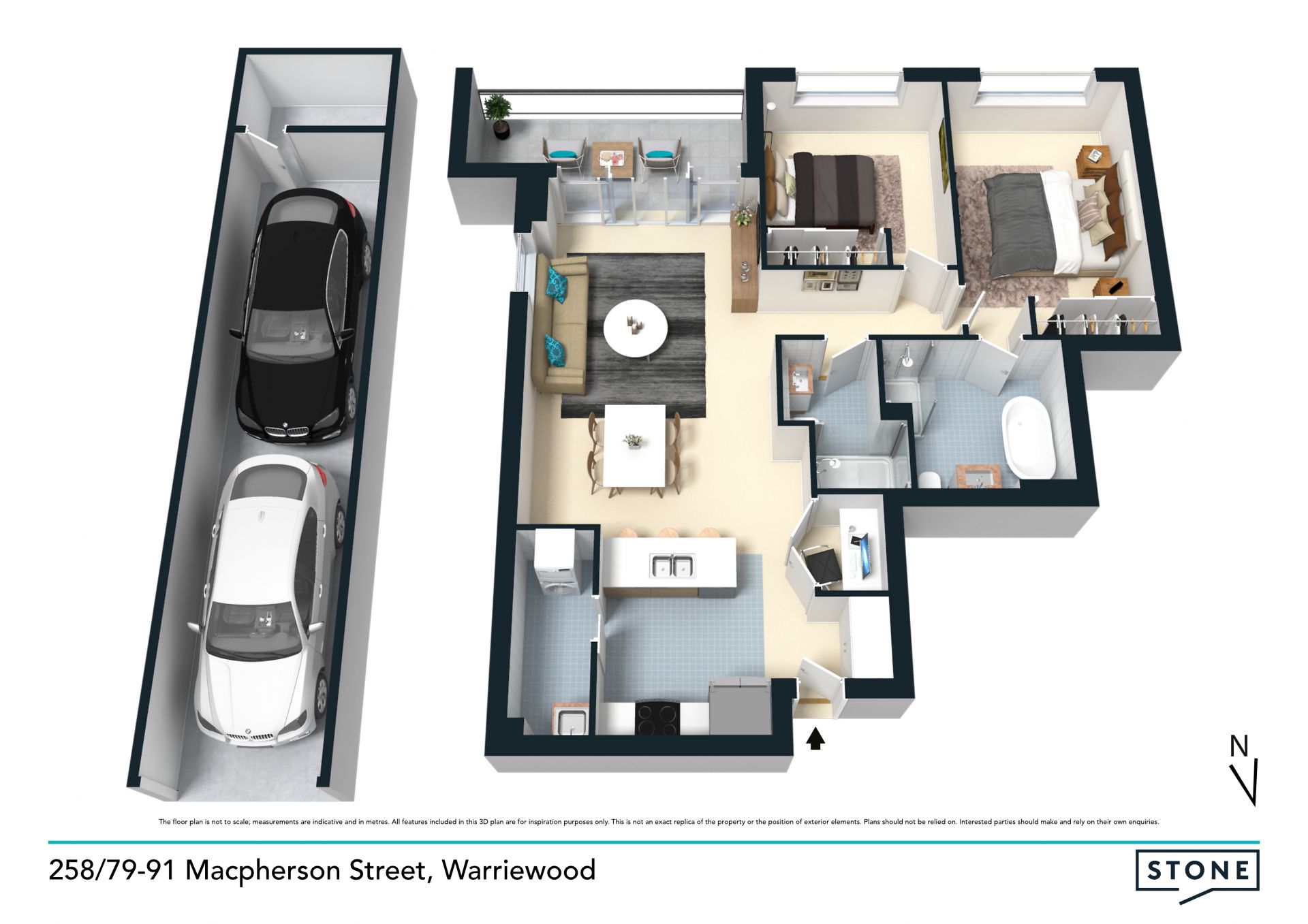 Sunlit modern 2bed apartment plus study with wetland views