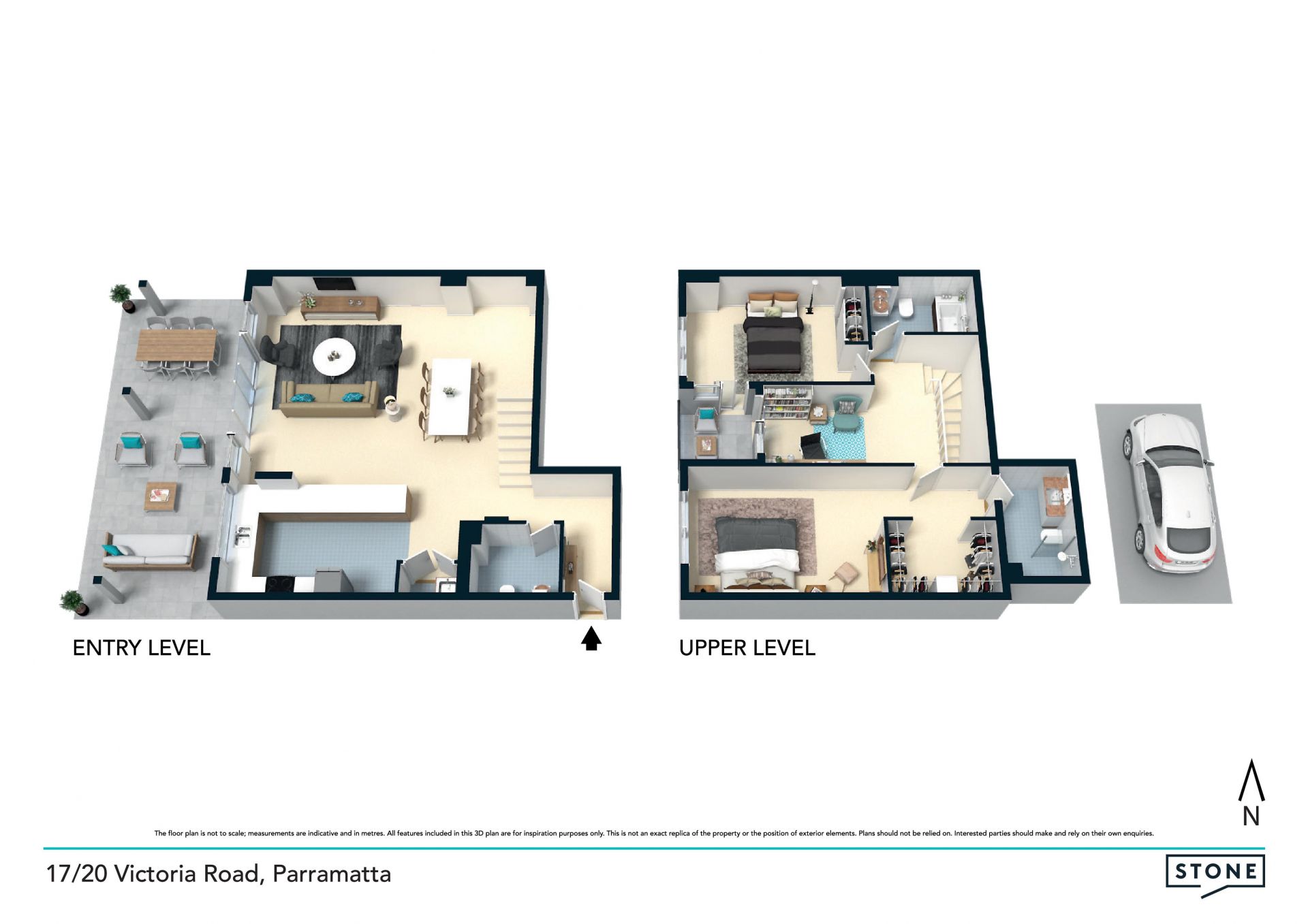 2 bedroom PLUS STUDY apartment spread over two levels