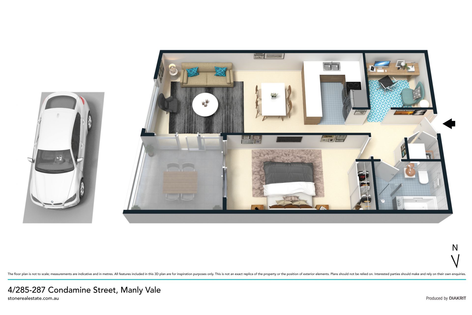 Immaculate one bedroom plus study apartment