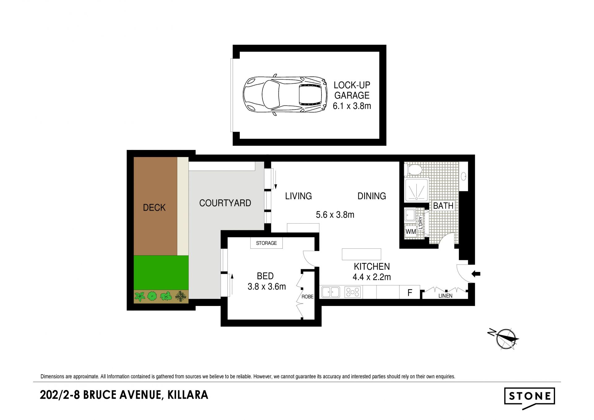 North facing private courtyard