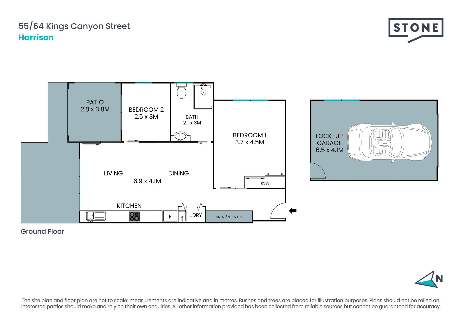 Sun-drenched ground-floor apartment with secure single garage.