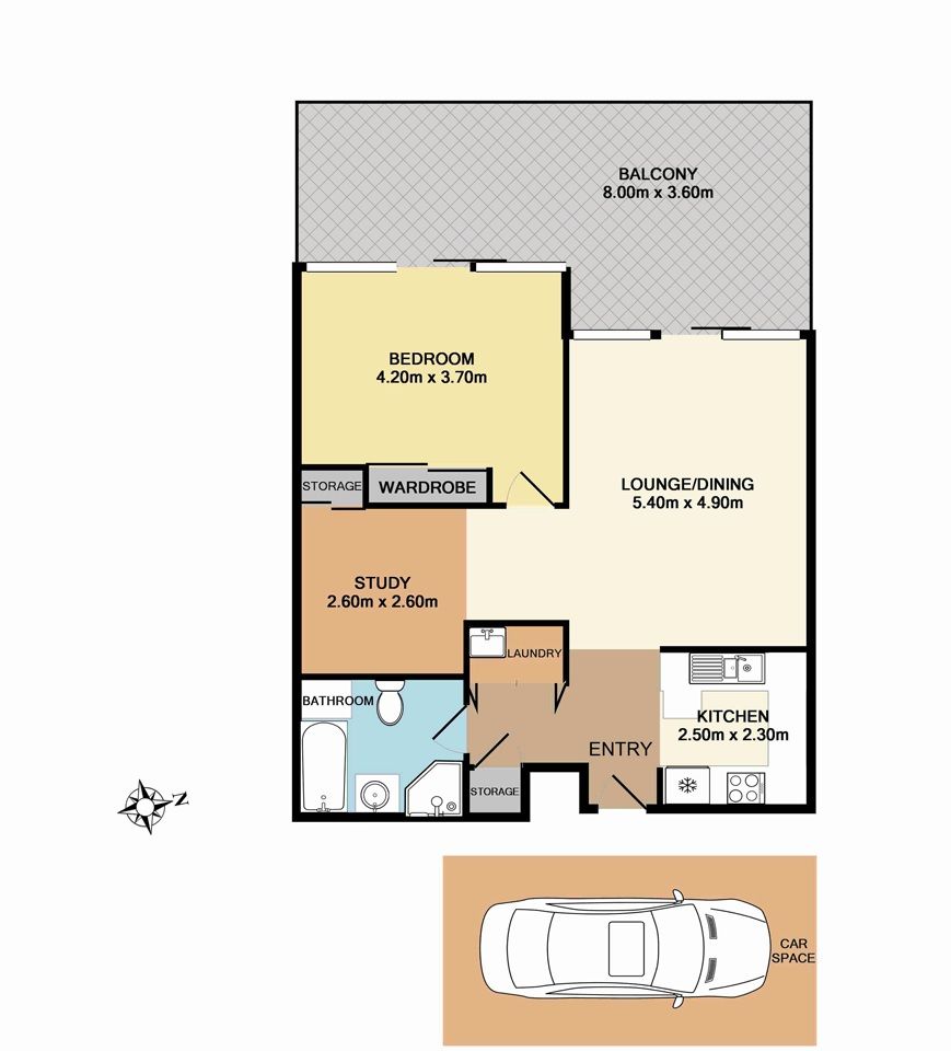 Large One Bedroom Unit with Study