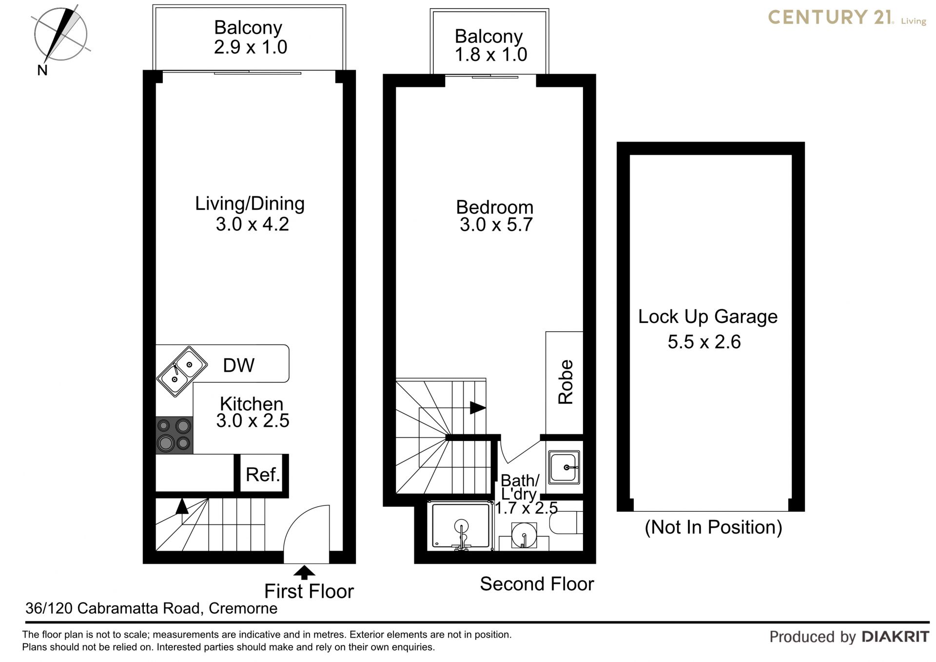 Split level 1 bed apartment