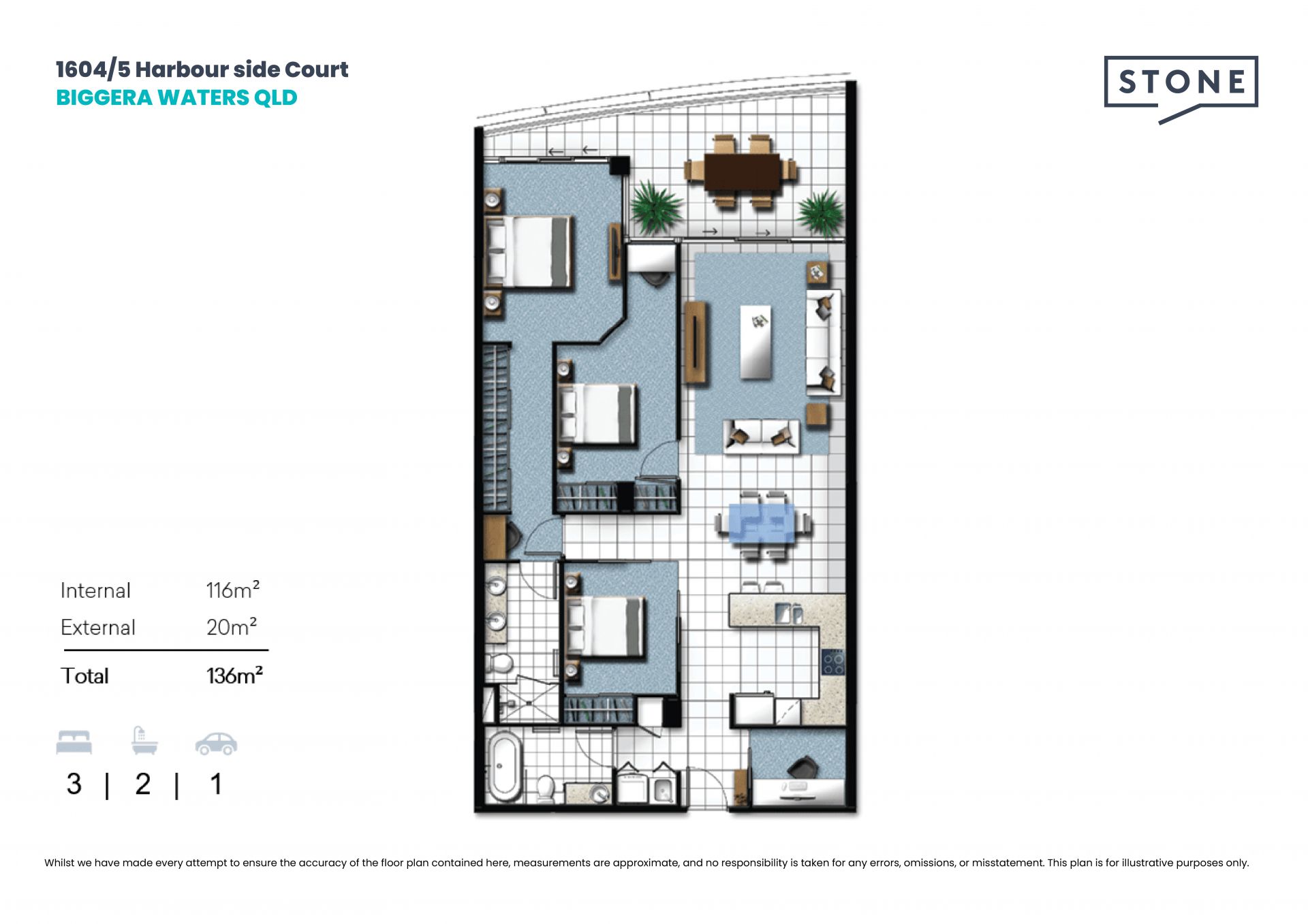 Three-Bedroom Apartment in Waterpoint Residences