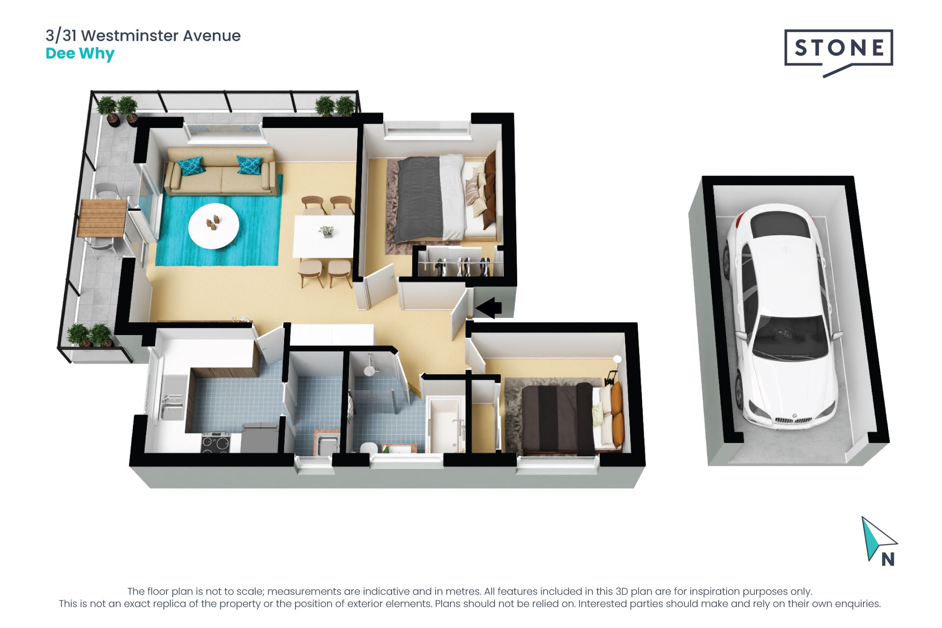 Sunny top floor two bedroom apartment